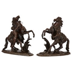 Pair of Bronze Equestrian 'Marly Horses' after Guillaume Coustou