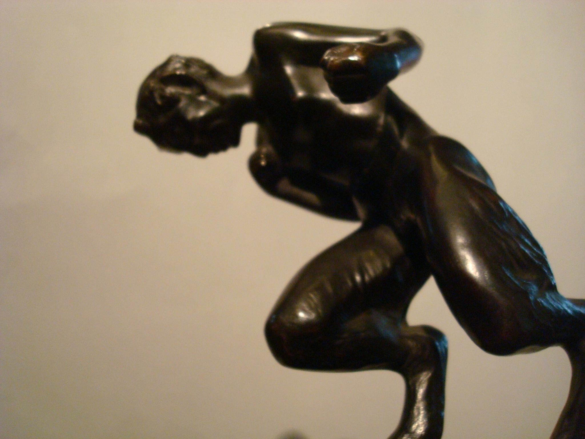 Pair of Bronze 'Faun' Sculpture Bookends, Austrian, 1910s In Good Condition In Buenos Aires, Olivos