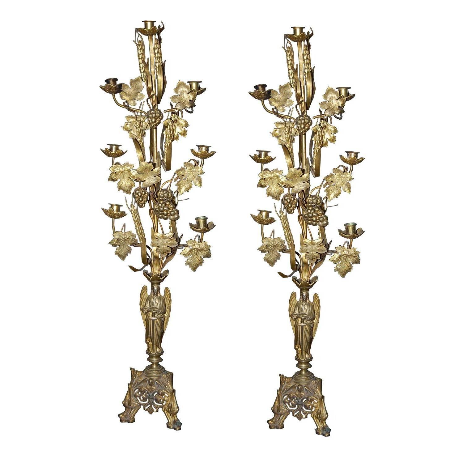 Pair of Bronze Figural Candelabra, circa 1880