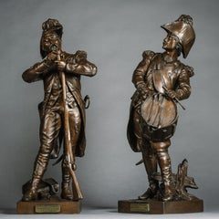 Patinated Bronze Figures by Etienne-Henri Dumaige, French, Circa 1870
