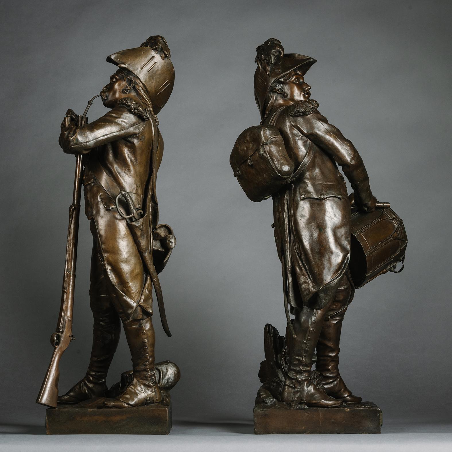 French Pair of  Bronze Figures by Etienne-Henri Dumaige For Sale