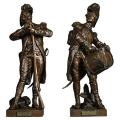 Antique Pair of  Bronze Figures by Etienne-Henri Dumaige