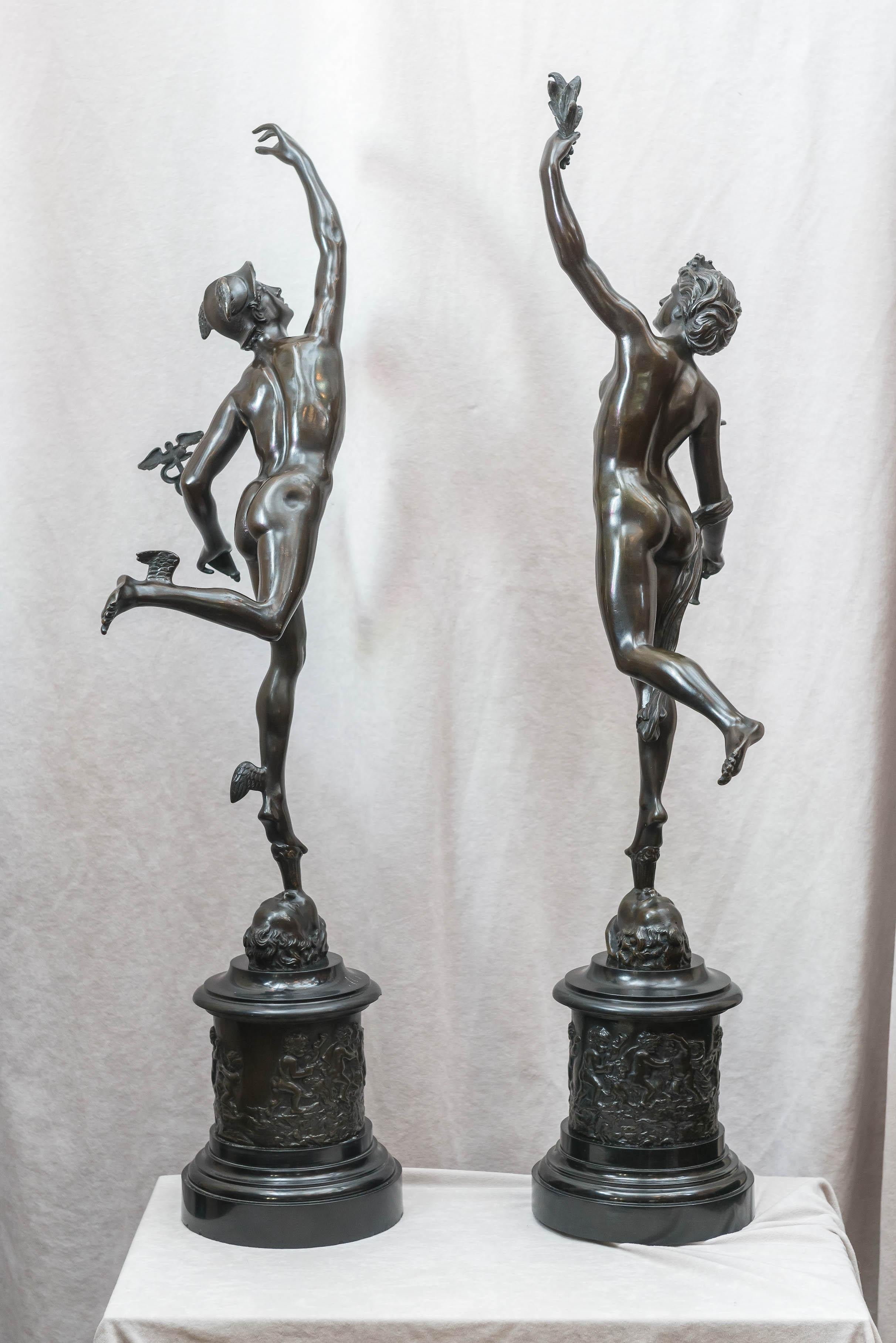 Pair of Bronze Figures, Mercury and Fortuna, Grand Tour 8