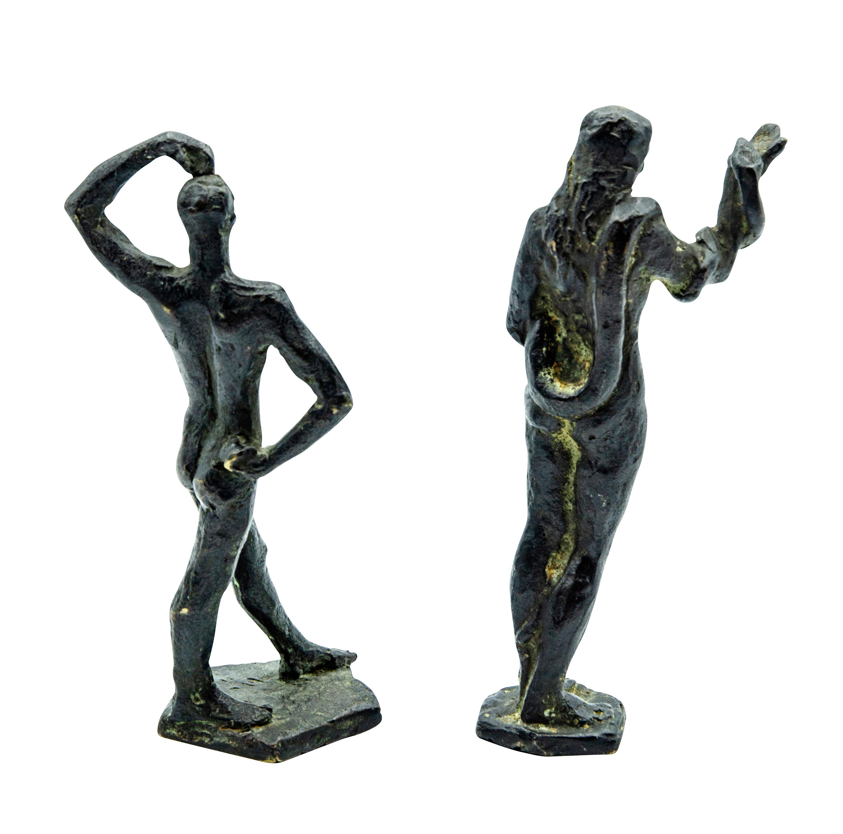 Beaux Arts Pair of Bronze Figures of Adam and Eve by William Hunt Diederich For Sale