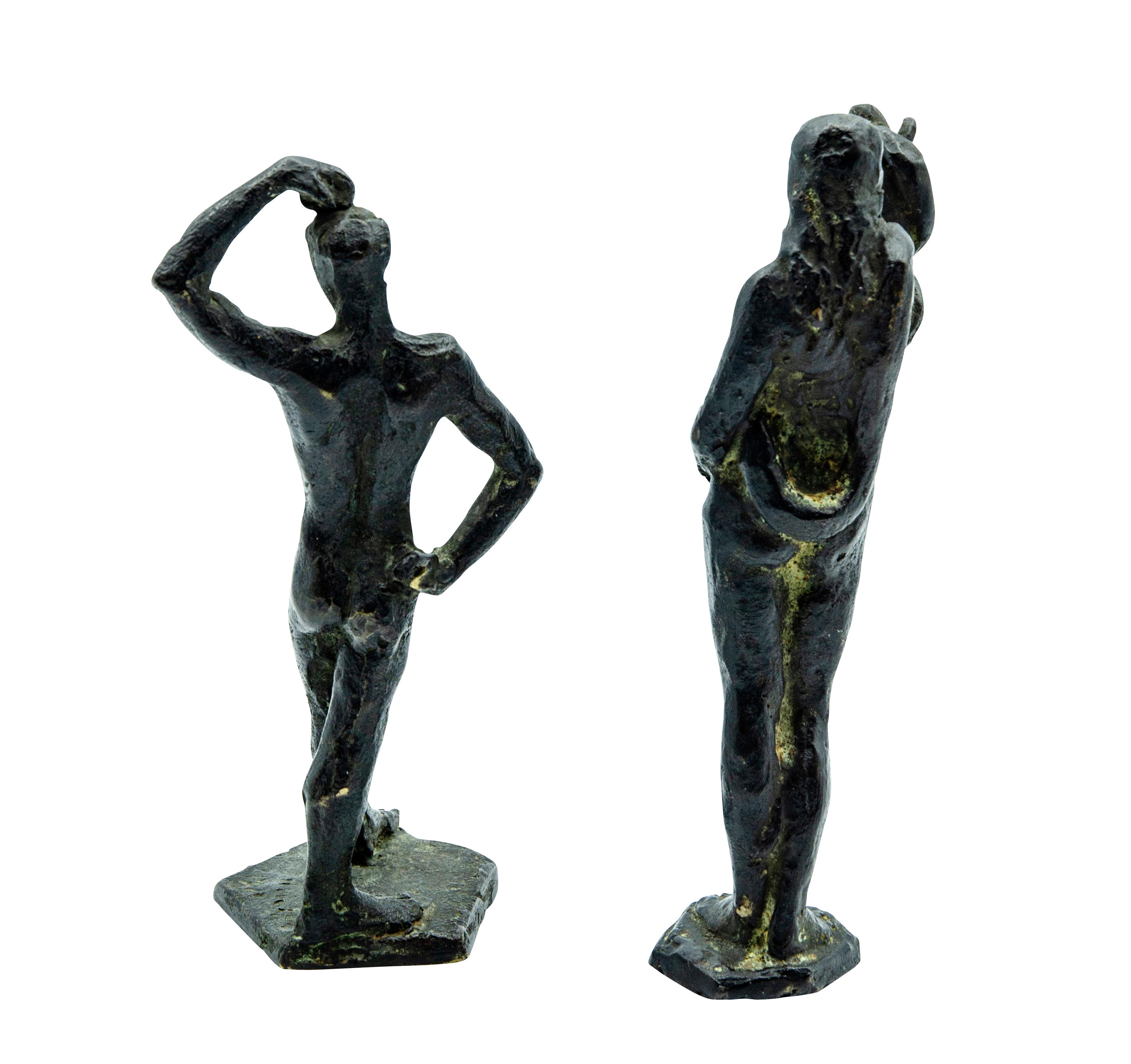 American Pair of Bronze Figures of Adam and Eve by William Hunt Diederich For Sale
