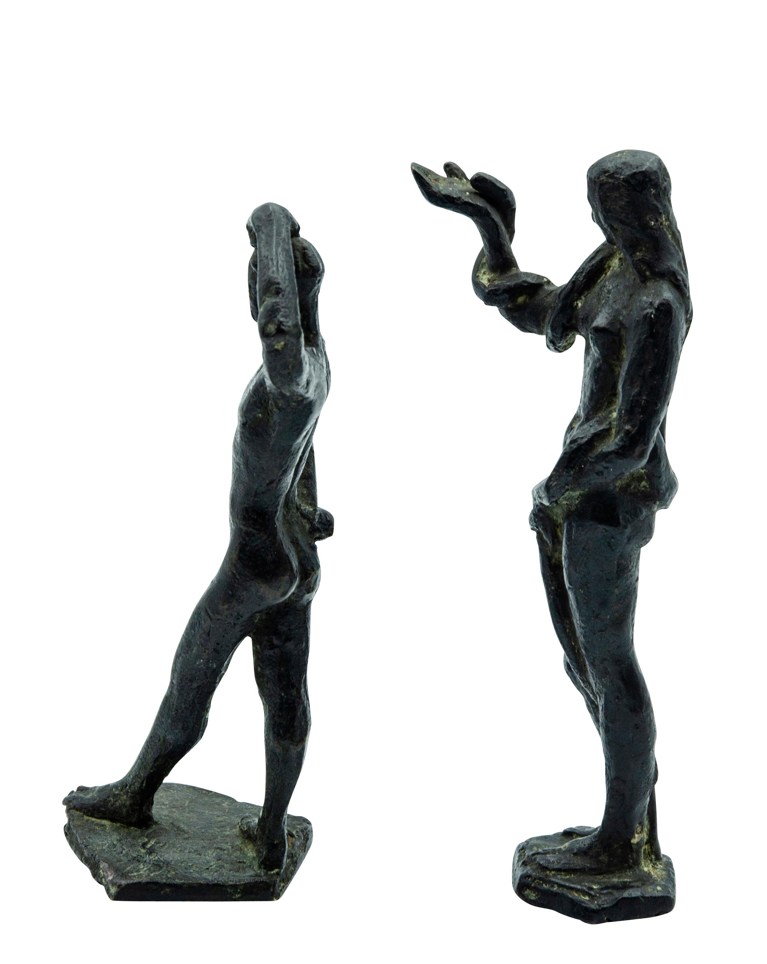 Pair of Bronze Figures of Adam and Eve by William Hunt Diederich In Good Condition For Sale In Essex, MA
