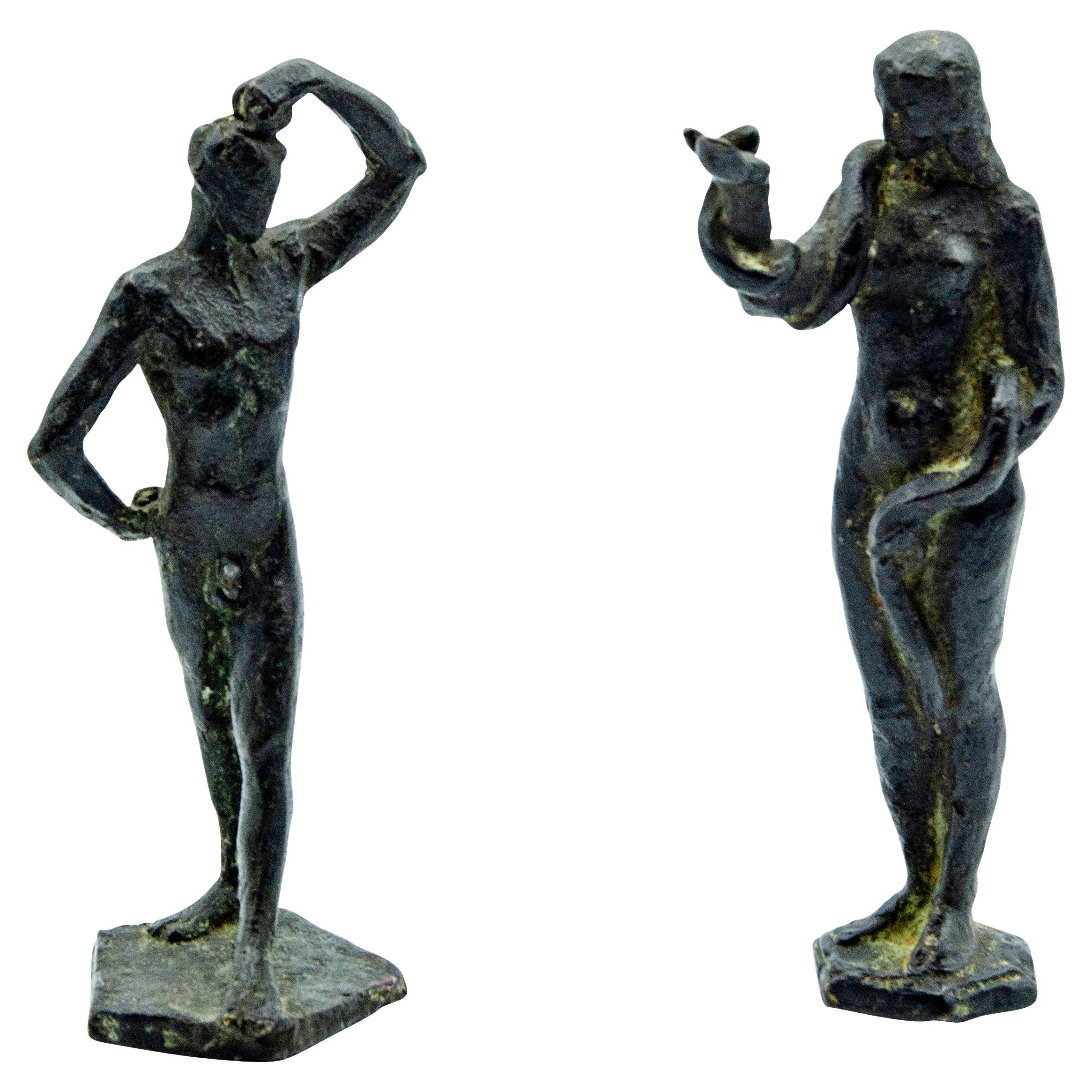 Paar Bronzefiguren von Adam und Eva von William Hunt Diederich