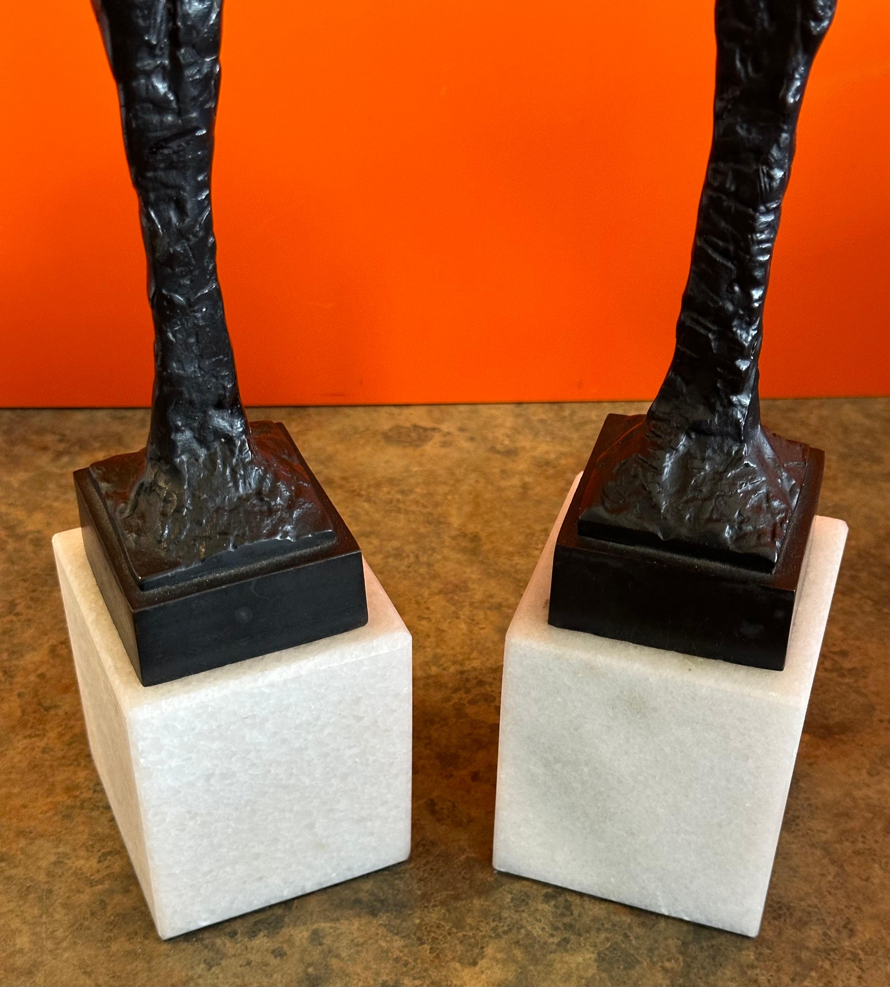 Pair of Bronze Figurines on Marble in the Style of Alberto Giacometti 4