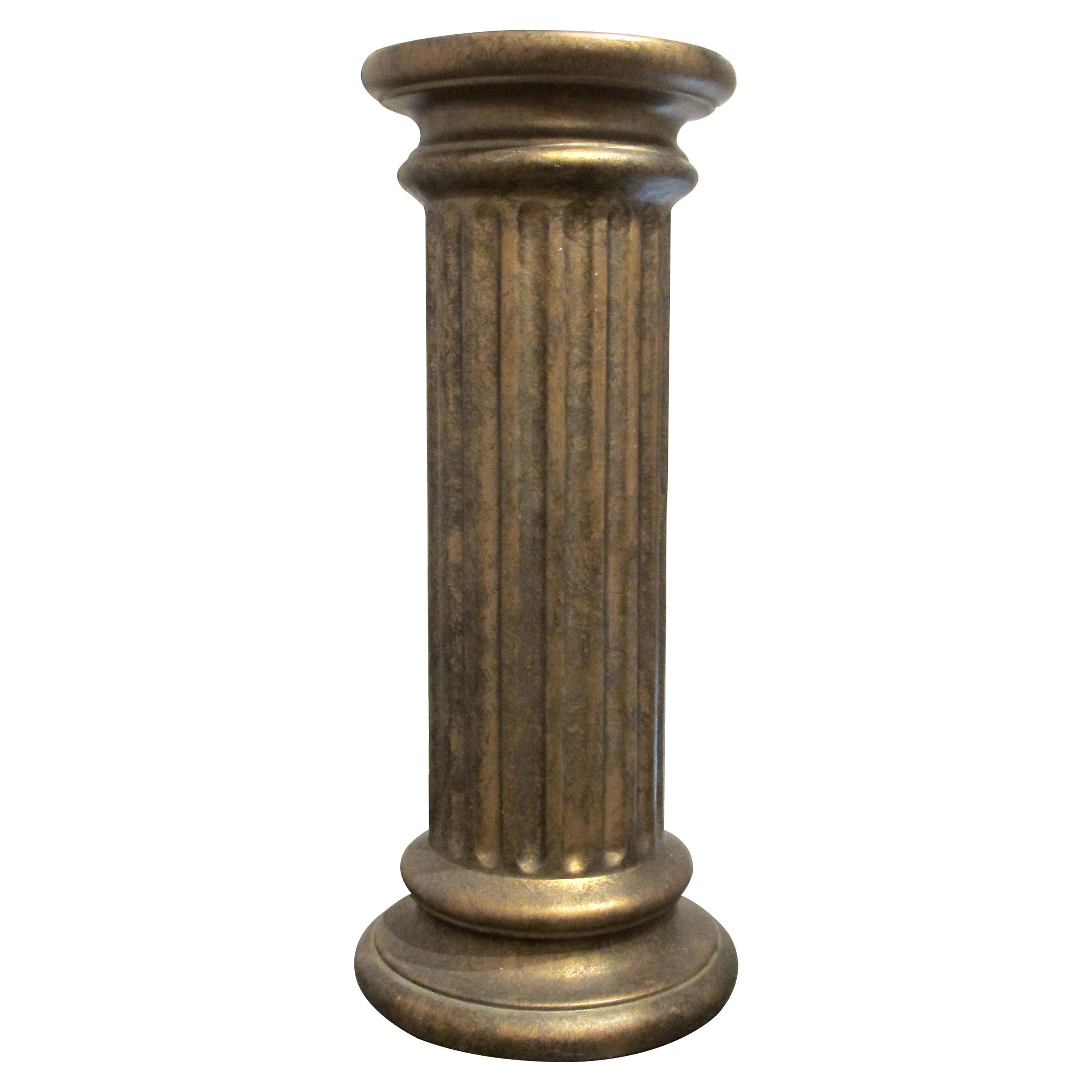 Neoclassico Coppia di colonne scanalate in ceramica con finitura in bronzo - piedistalli decorativi, inglese in vendita