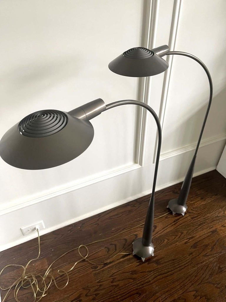 Modern Pair of Bronze Floor Lamps by Cedric Hartman For Sale