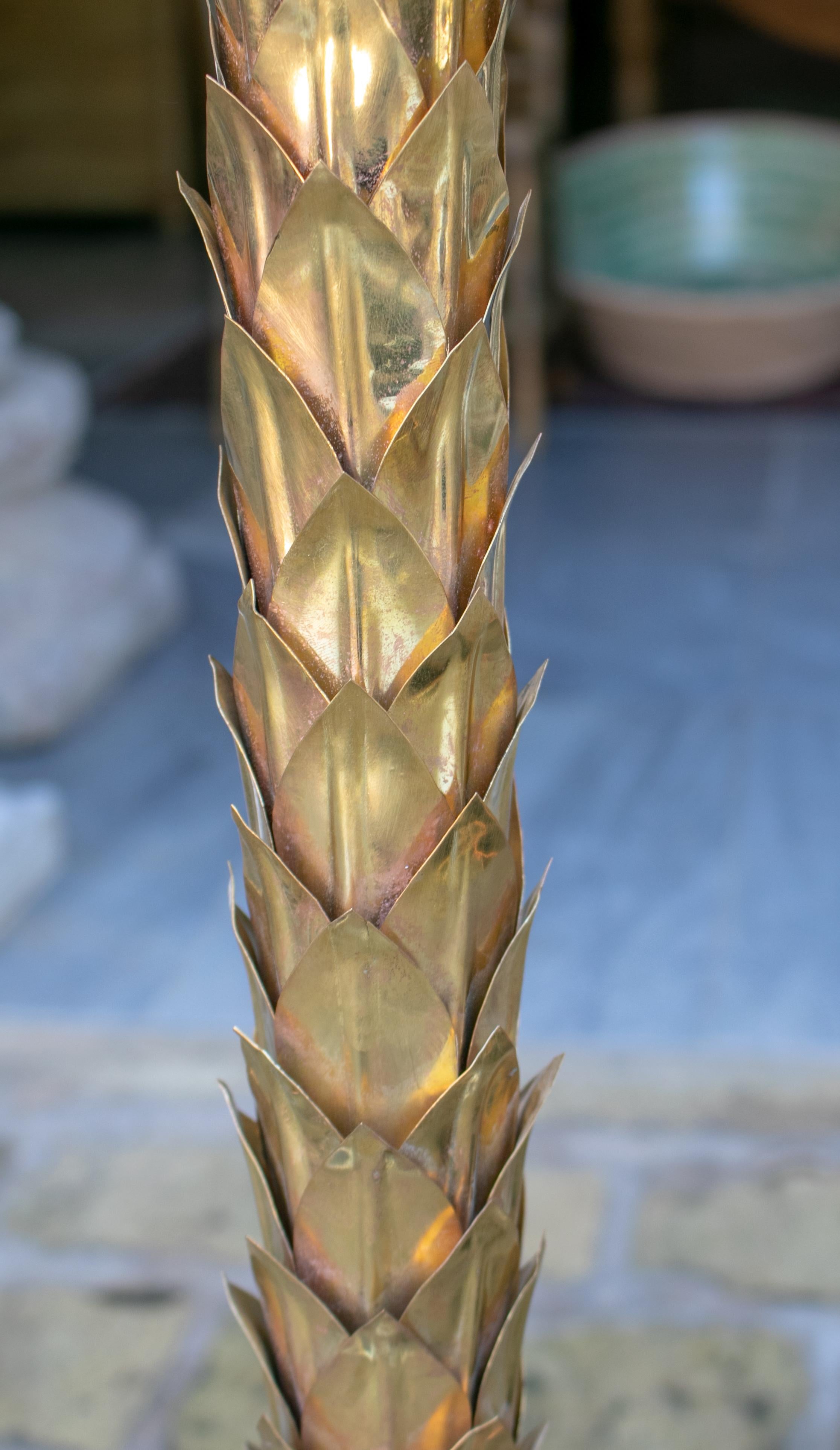Pair of Bronze Floor or Desk Lamps Palm Tree-Shaped and Squared Base 4