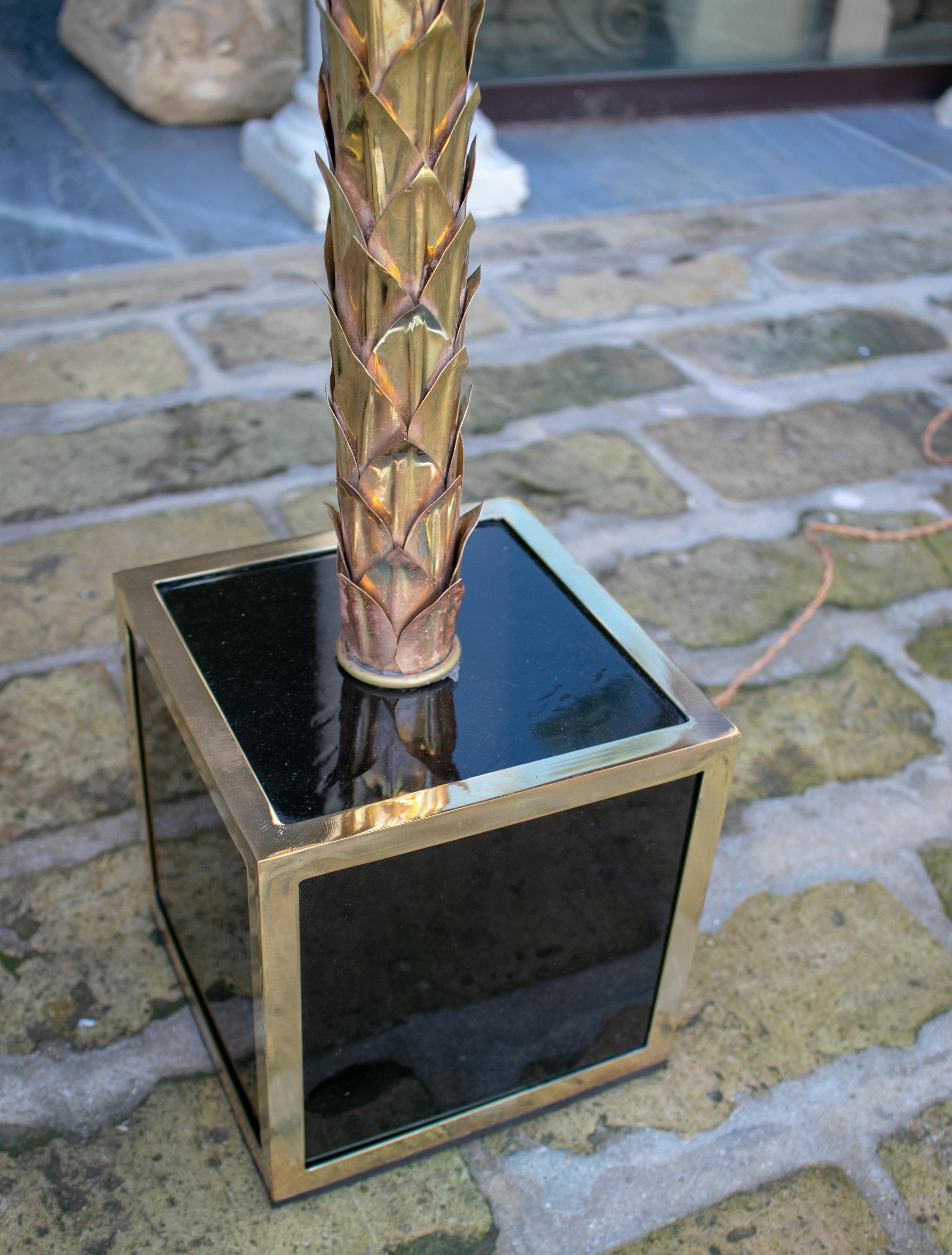 Pair of Bronze Floor or Desk Lamps Palm Tree-Shaped and Squared Base For Sale 2