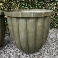 Pair of Bronze Fluted Planters