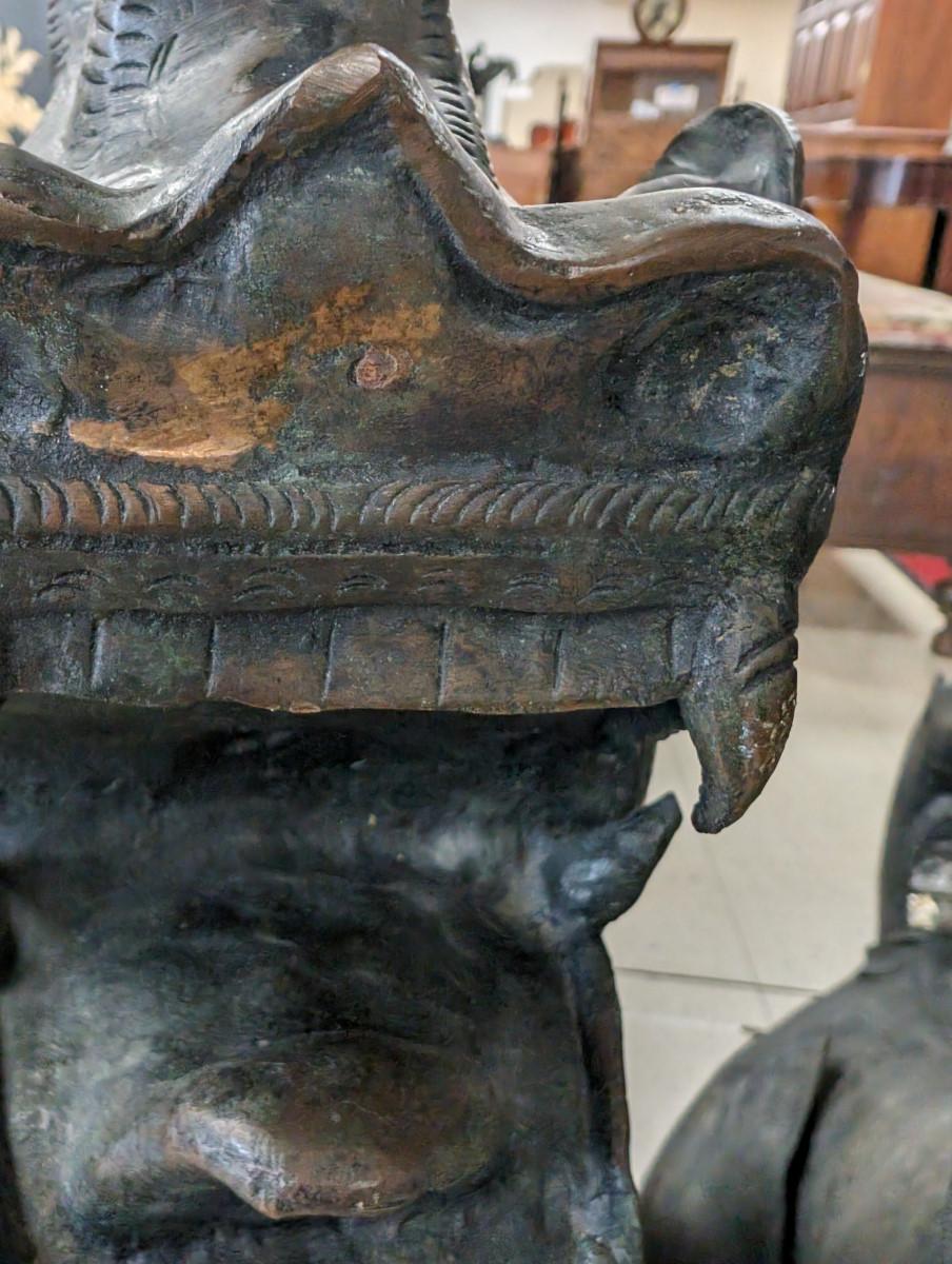 Coppia di statue di cani Foo in bronzo 4