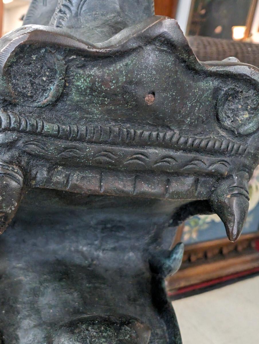 Coppia di statue di cani Foo in bronzo 3