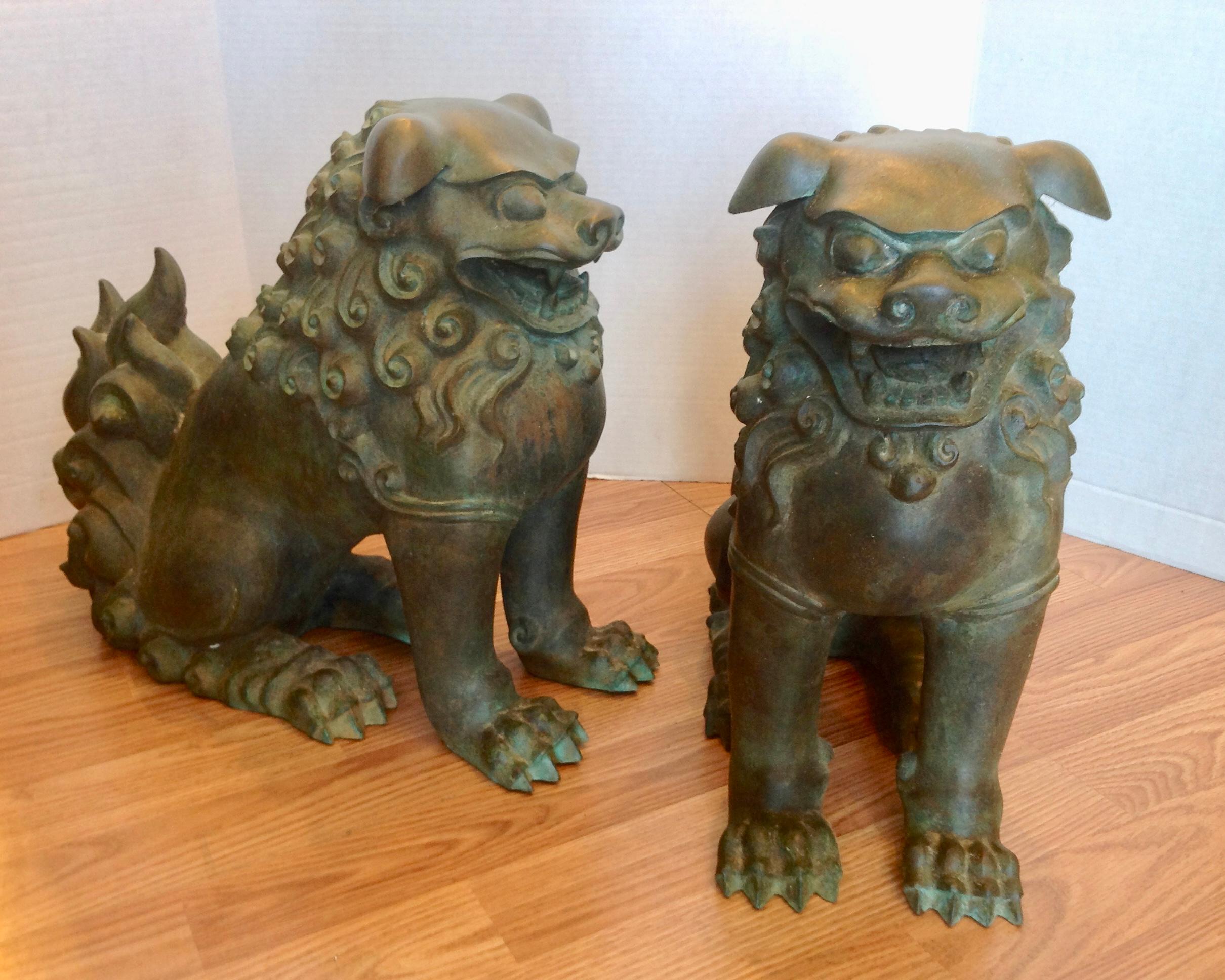 Pair of Bronze Foo Dogs 1