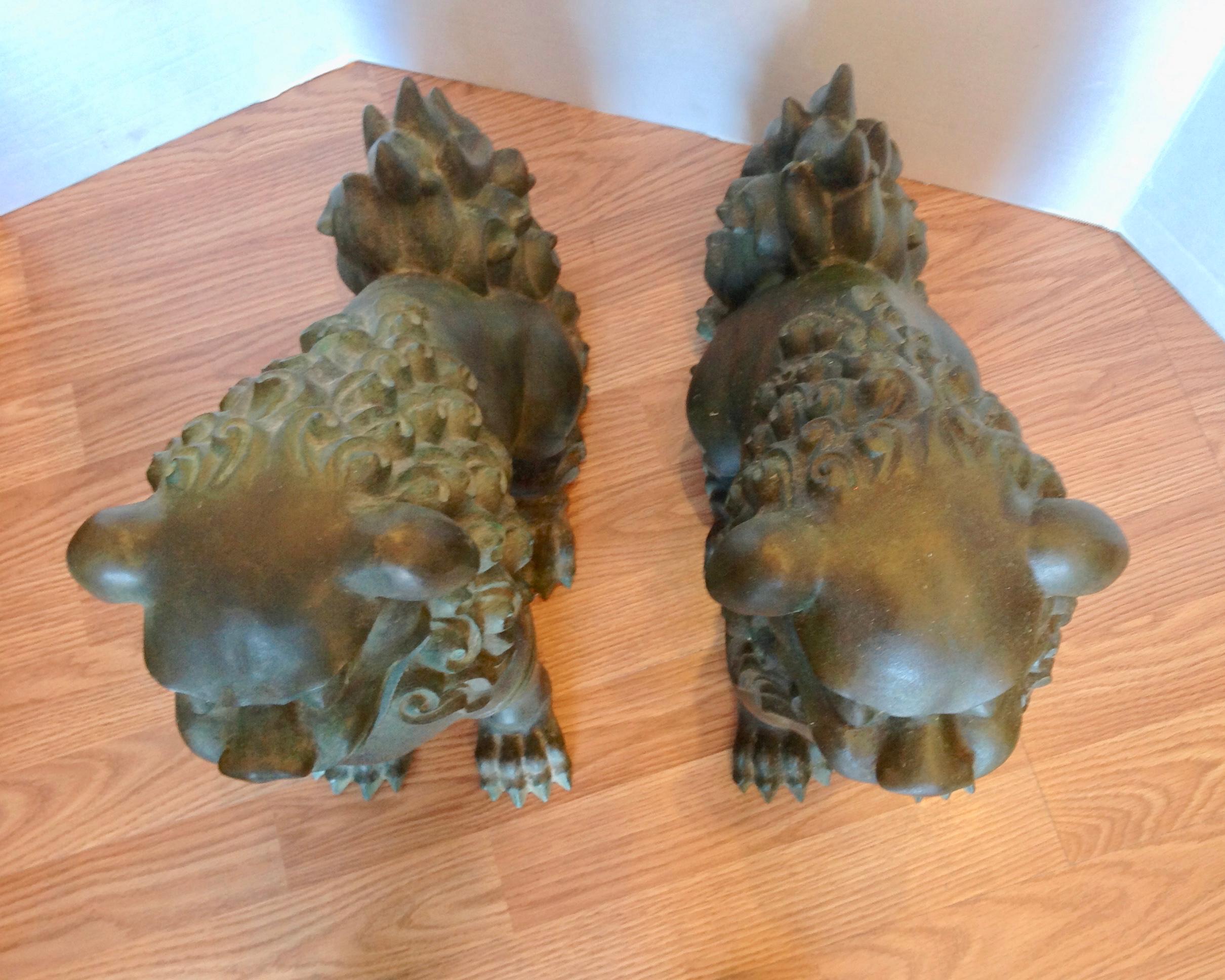 Pair of Bronze Foo Dogs 3