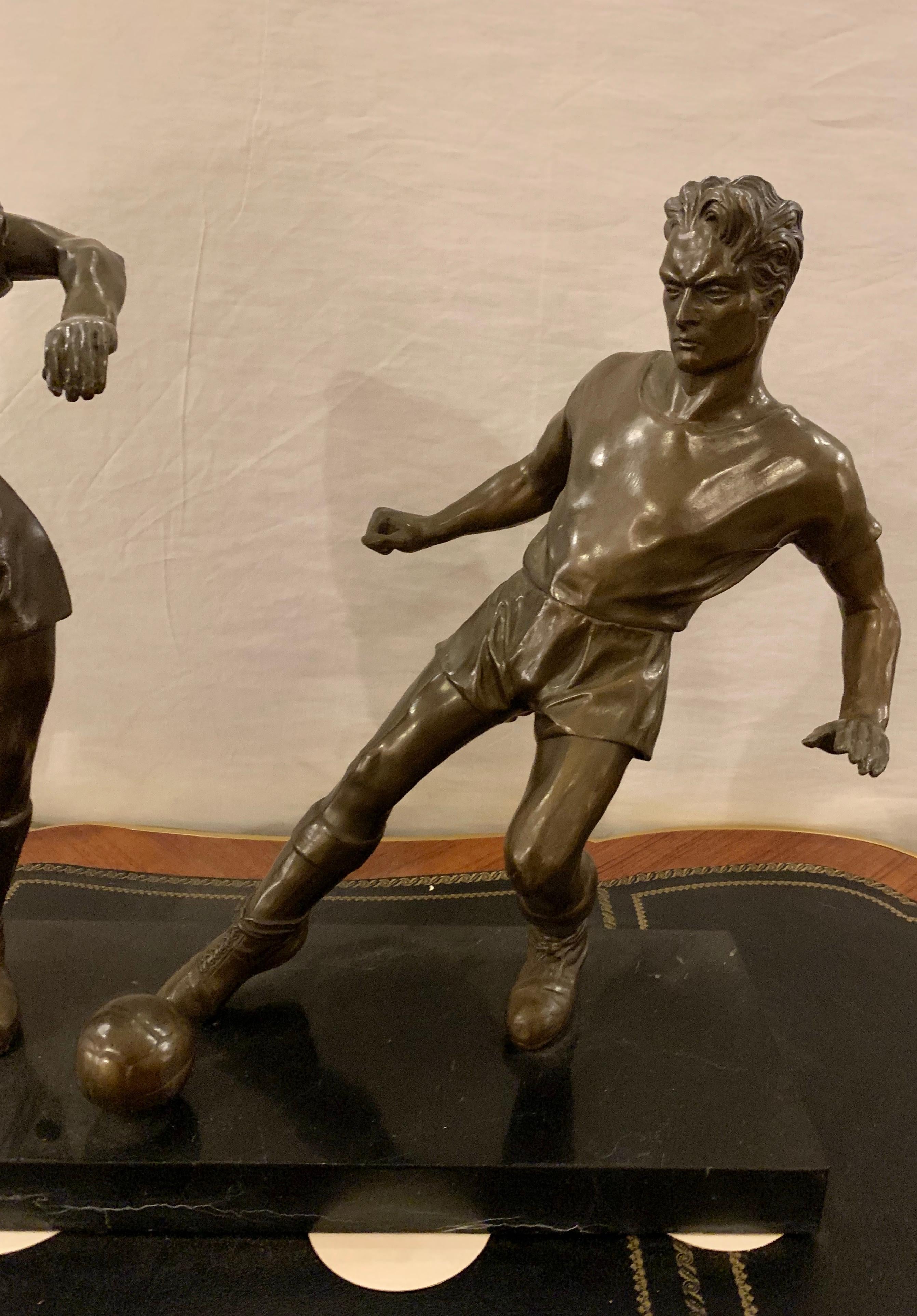 Belle Époque Pair of Bronze Football or Soccer Players