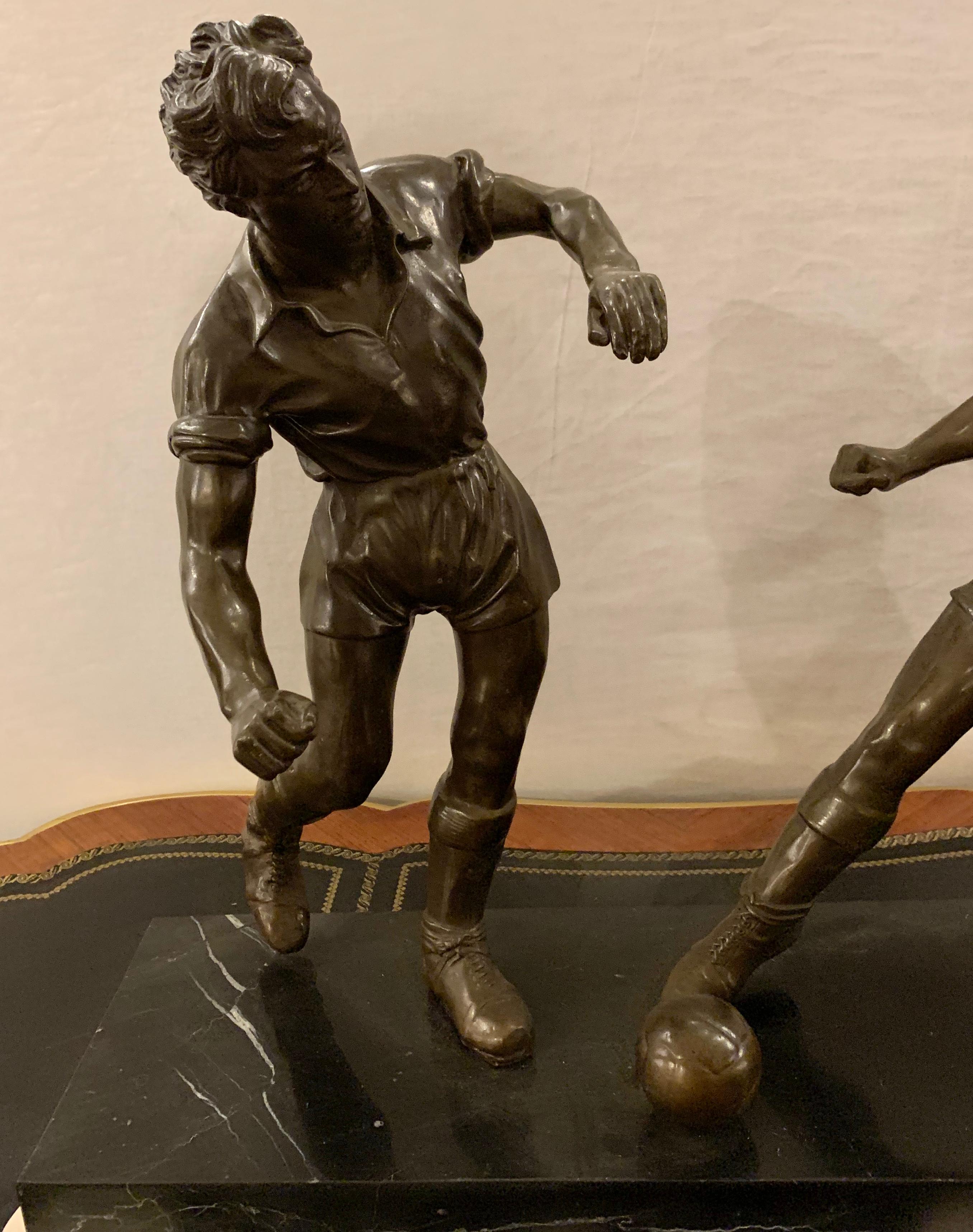 Pair of Bronze Football or Soccer Players In Good Condition In Stamford, CT