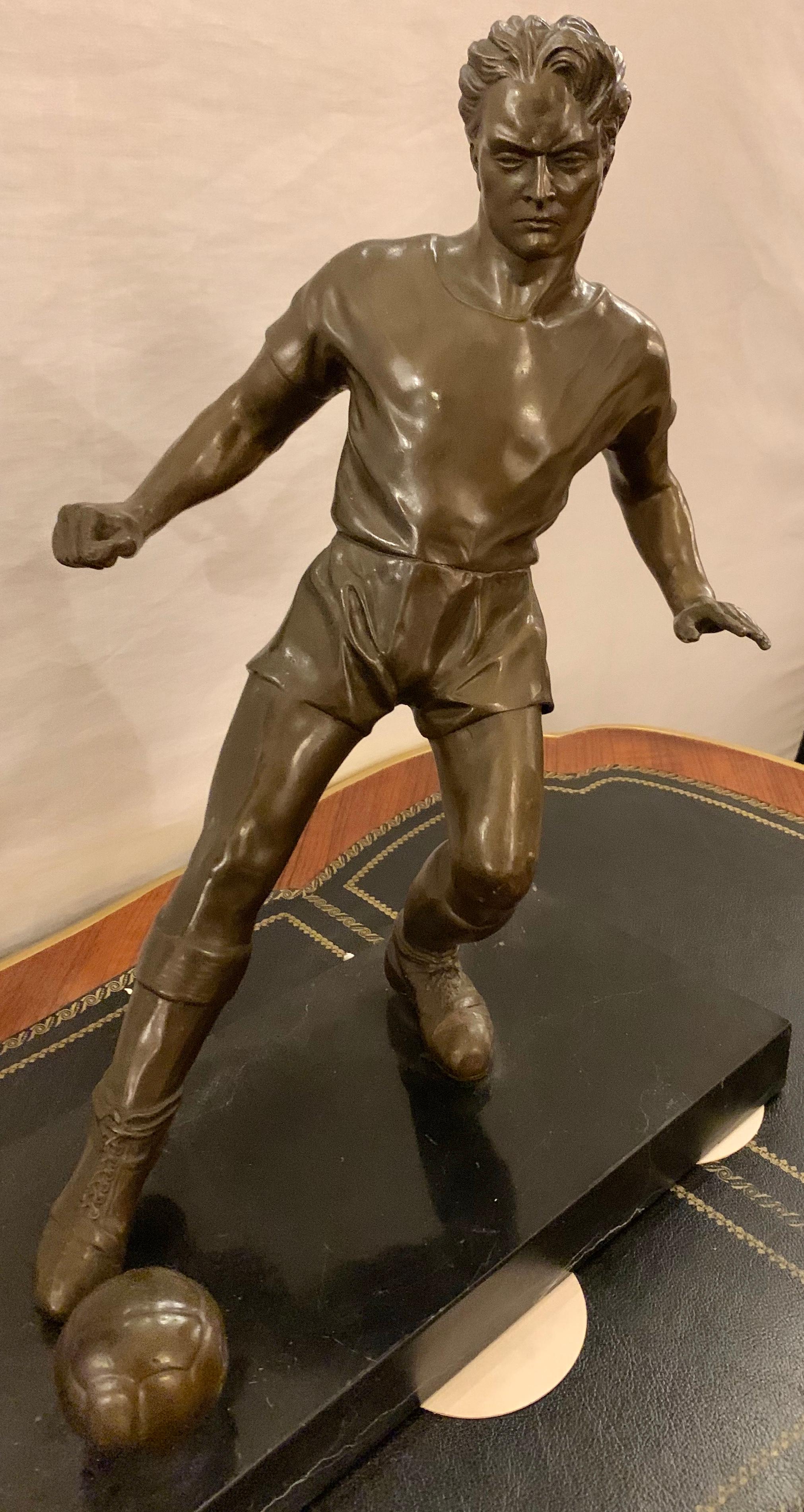 20th Century Pair of Bronze Football or Soccer Players
