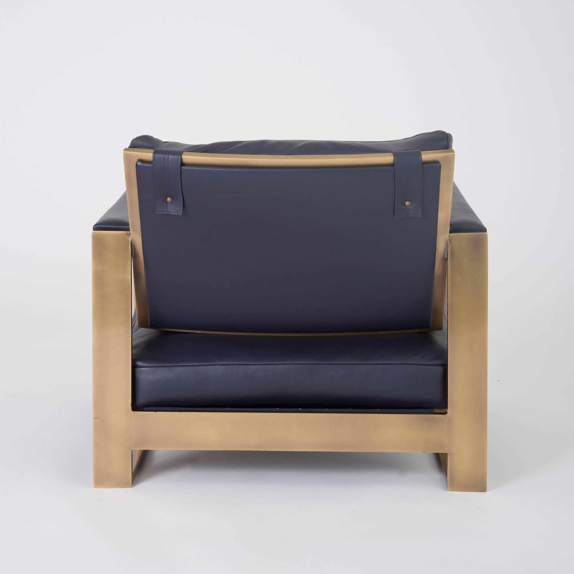 Pair of Bronze Frame Lounge Chairs by Milo Baughman 5