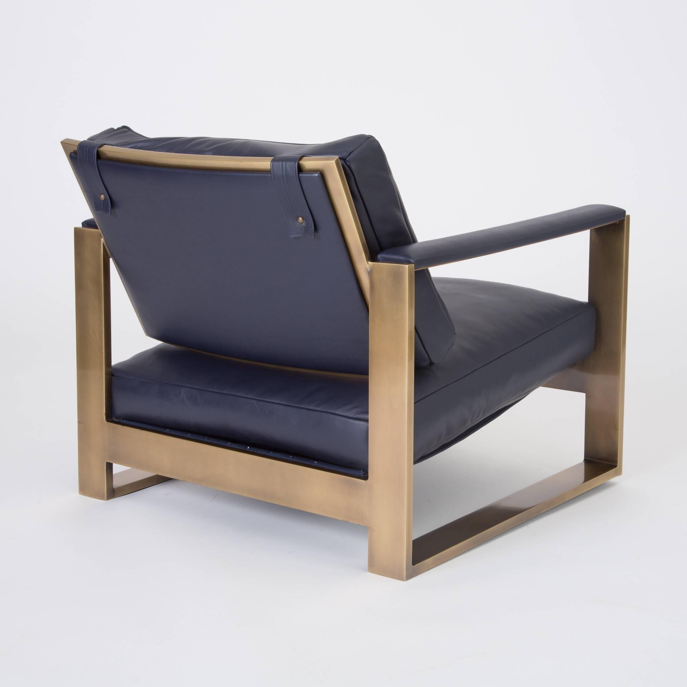 Pair of Bronze Frame Lounge Chairs by Milo Baughman 6