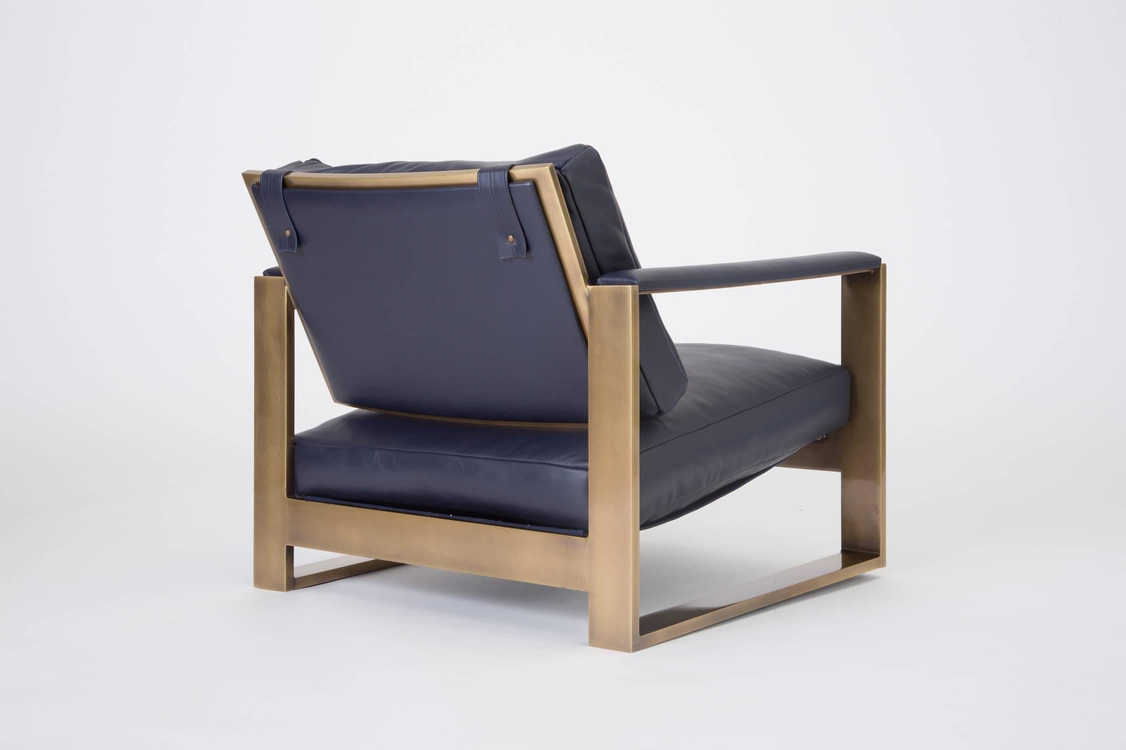 Pair of Bronze Frame Lounge Chairs by Milo Baughman 7