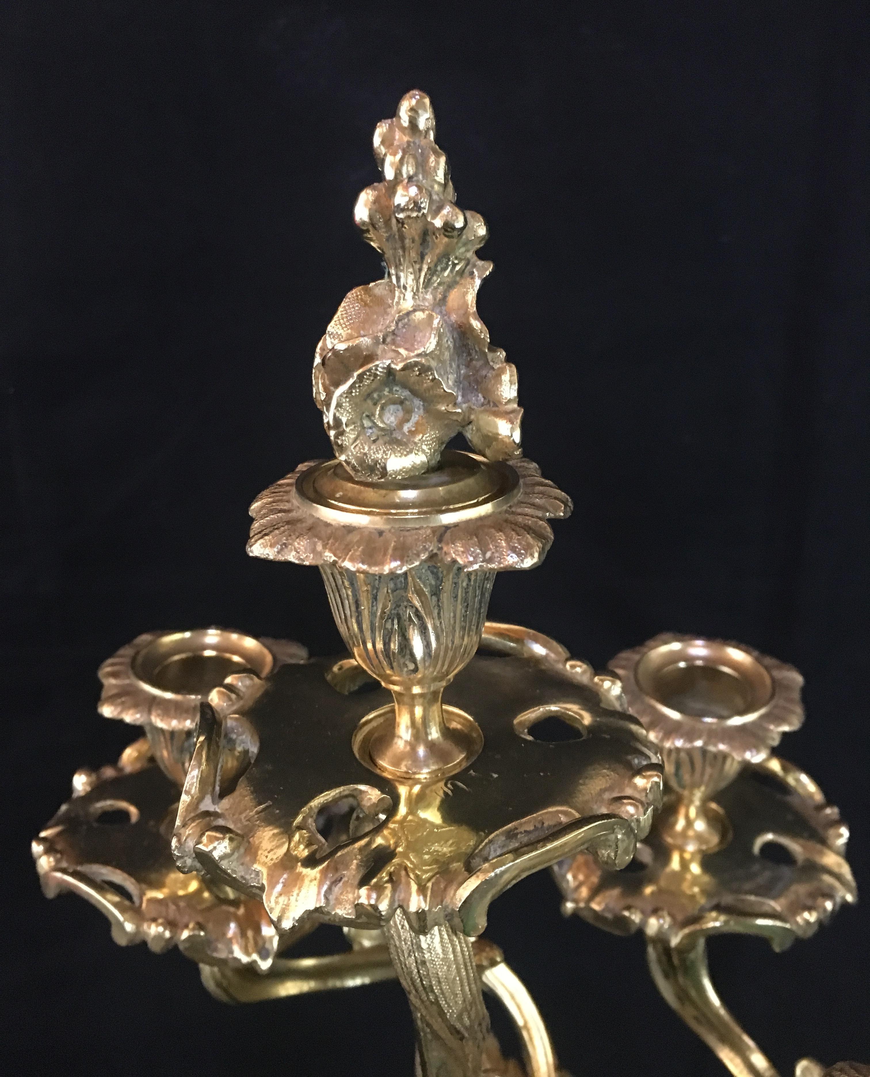 19th Century French Pair of Louis XV Candelabras For Sale 4