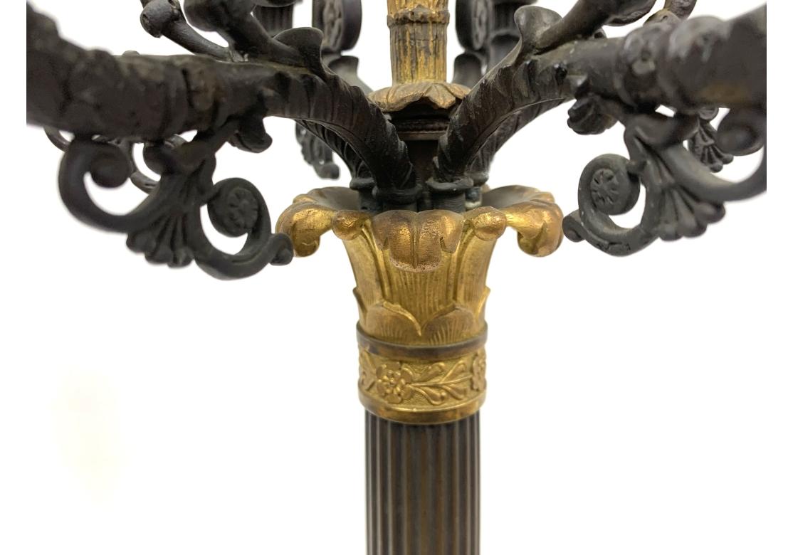 Coppia di lampade a candelabro in bronzo in stile impero francese/ Restauro in vendita 6