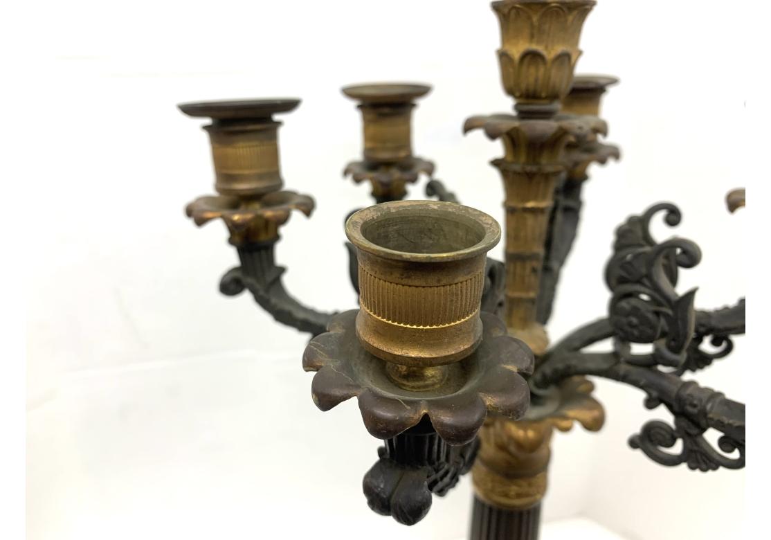 Coppia di lampade a candelabro in bronzo in stile impero francese/ Restauro in vendita 7