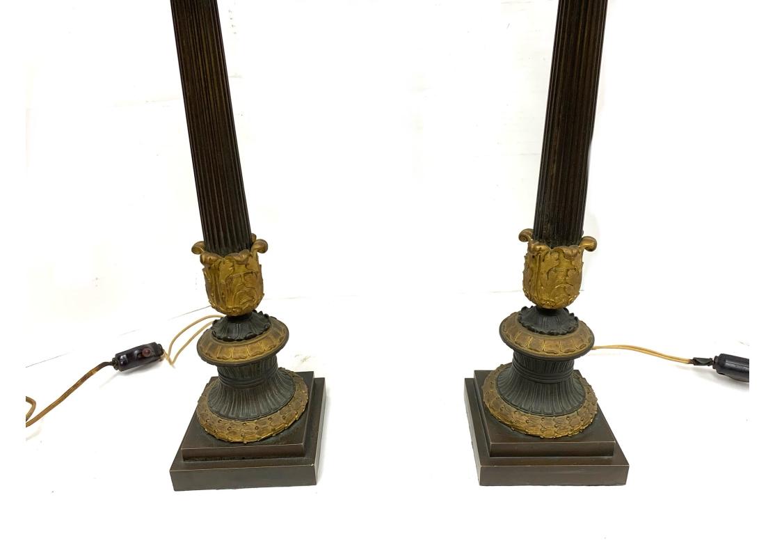 Stile impero Coppia di lampade a candelabro in bronzo in stile impero francese/ Restauro in vendita