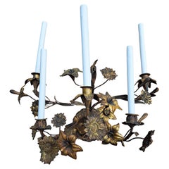 Pair of Bronze French Floral Sconces c 1900