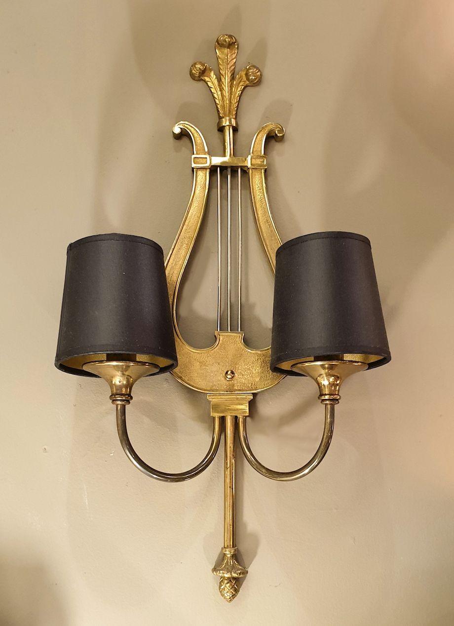 Mid-Century Modern Pair of Mid Century Bronze French Sconces For Sale