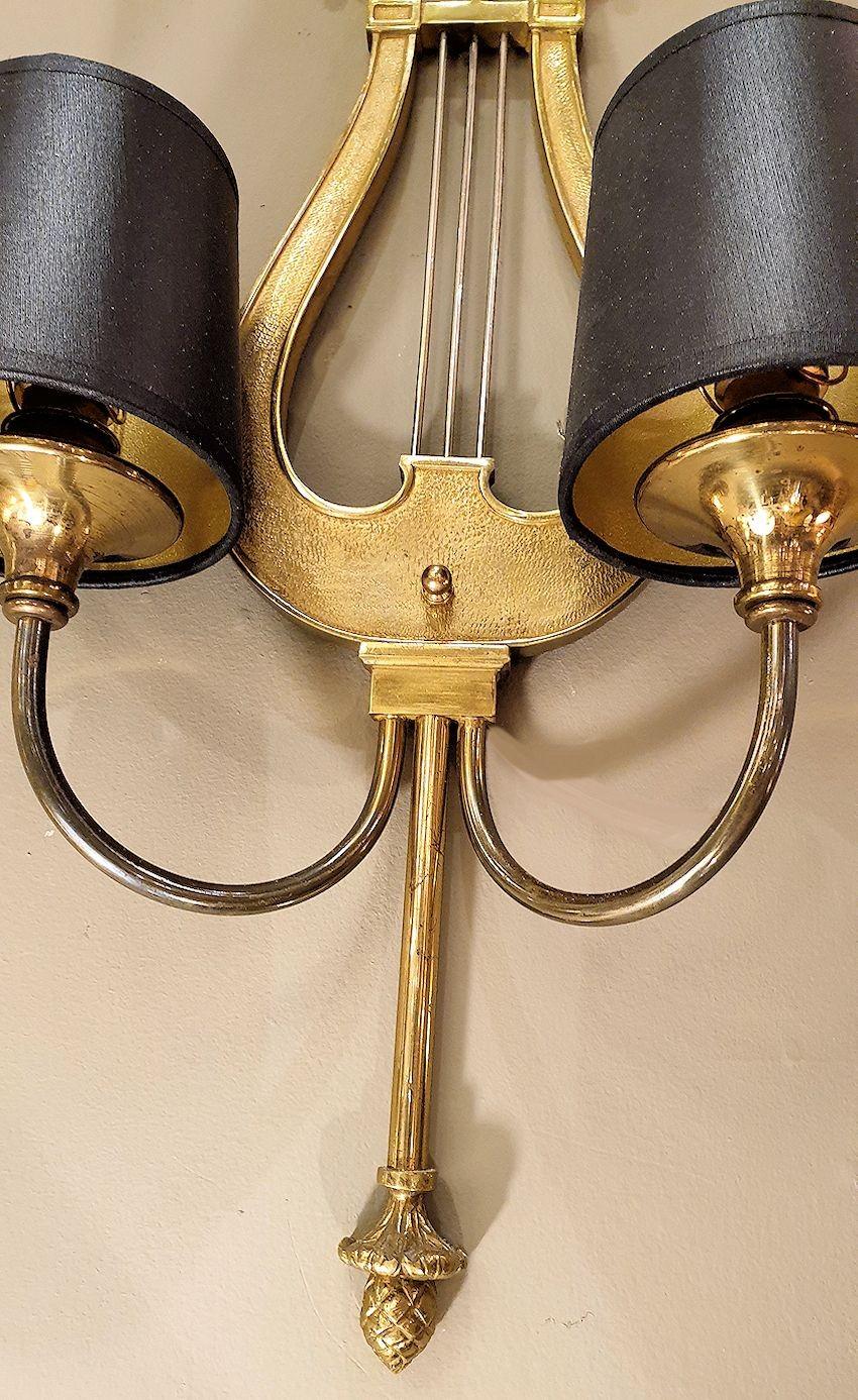 Mid-20th Century Pair of Mid Century Bronze French Sconces For Sale