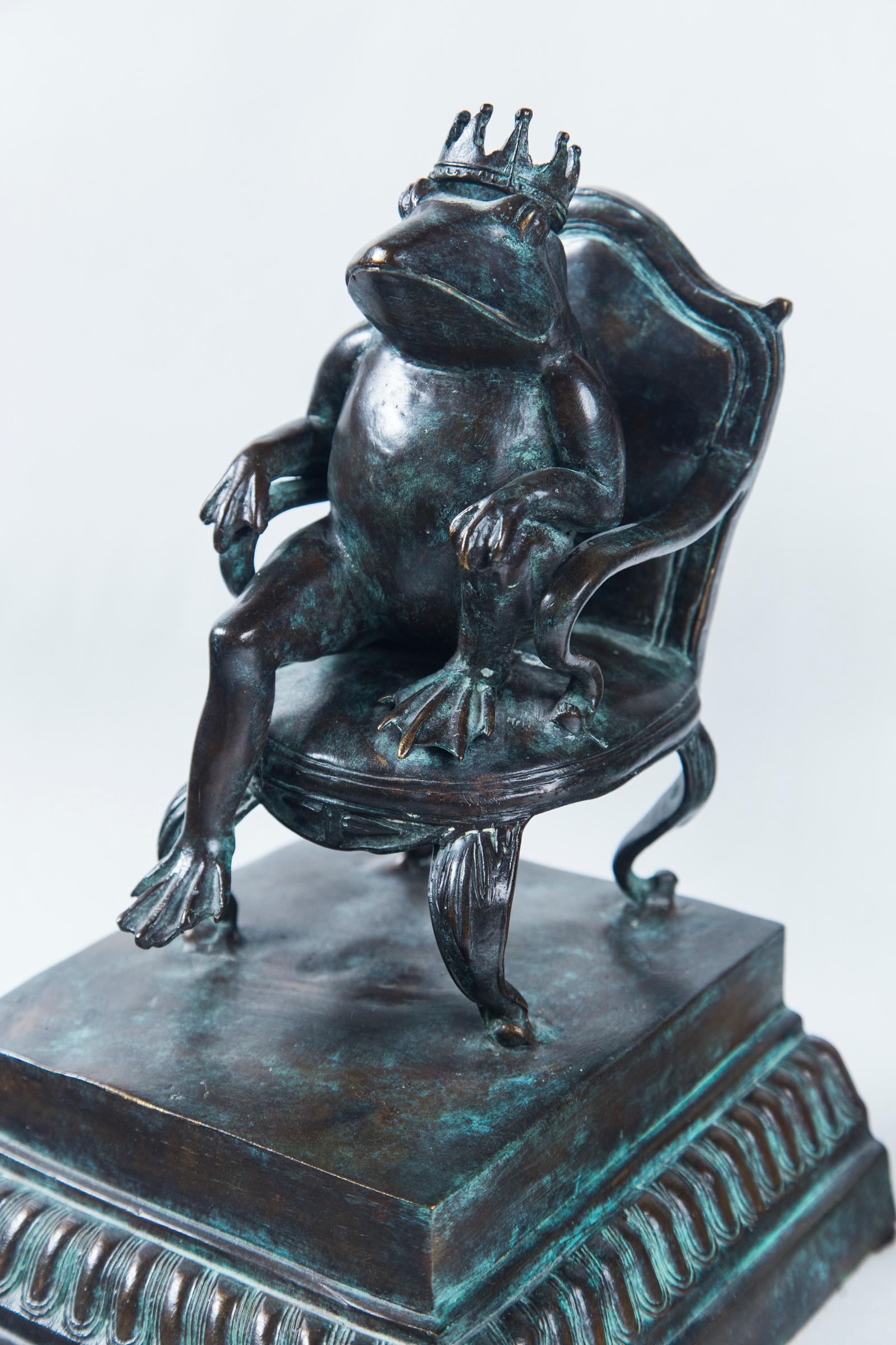 20th Century Pair of Bronze Frog Bookends