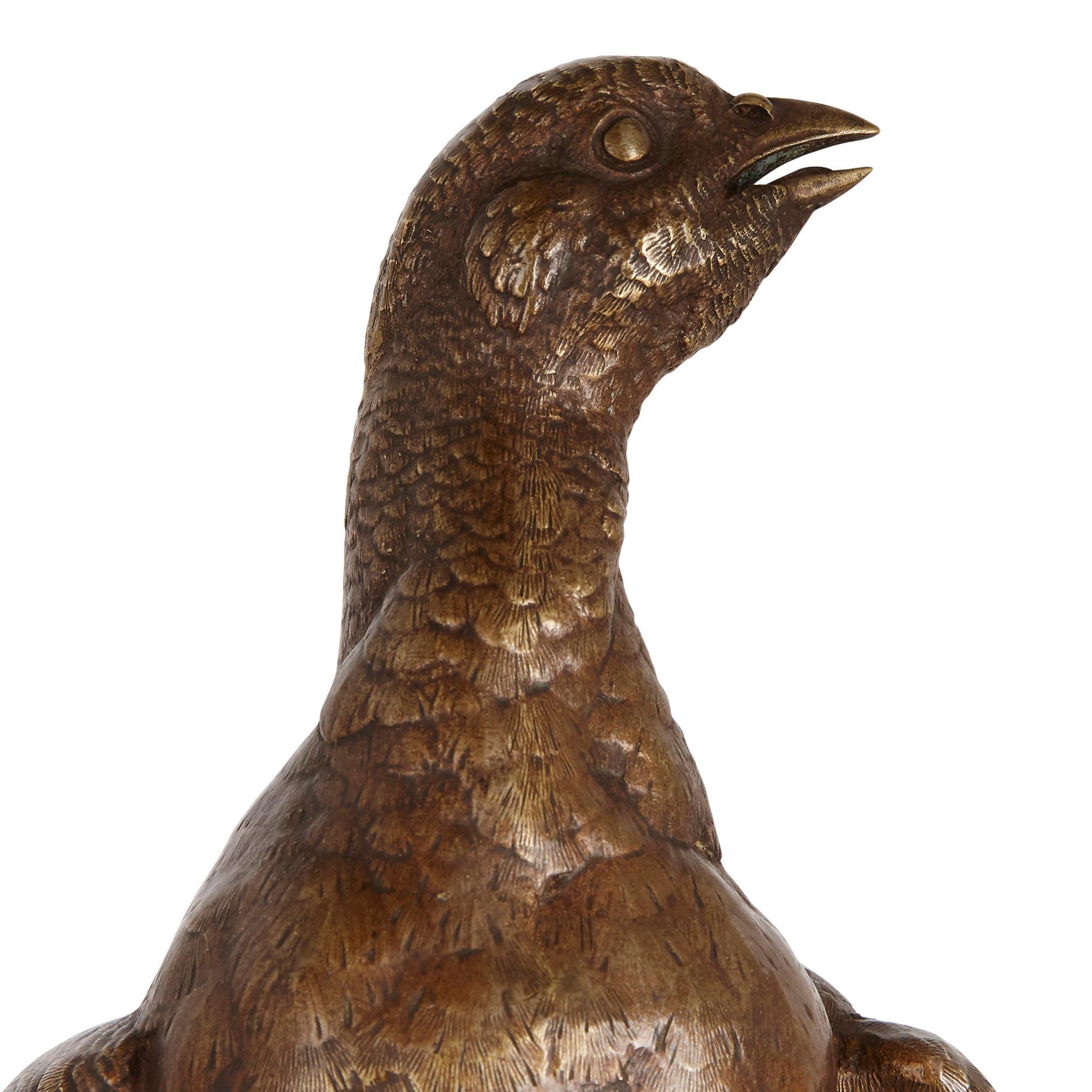 French Pair of Bronze Game Bird Sculptures by Jules Moigniez For Sale