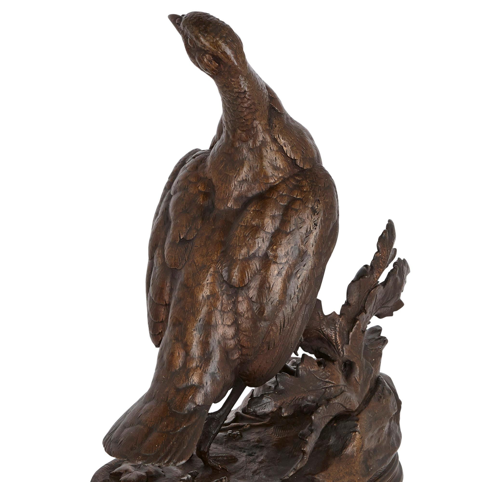 Pair of bronze game birds by Jules Moigniez In Good Condition In London, GB