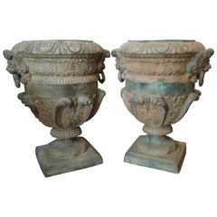 Pair of Bronze Garden Urns