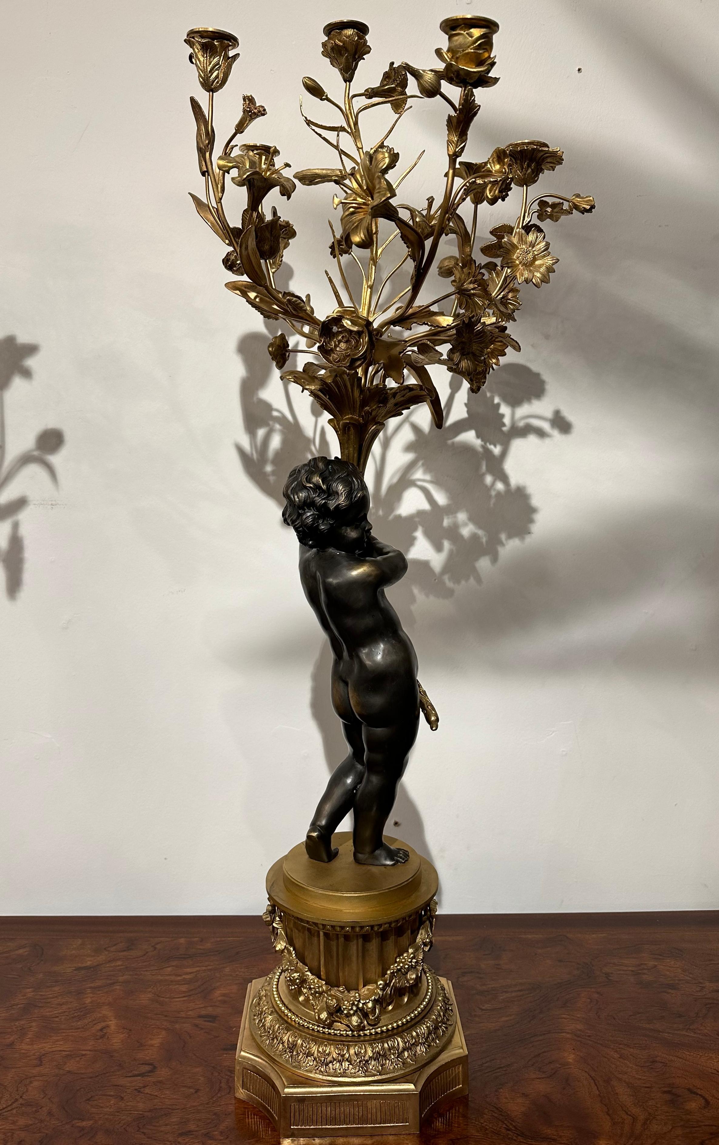 European Pair Of Bronze Gilt Candelabras For Sale