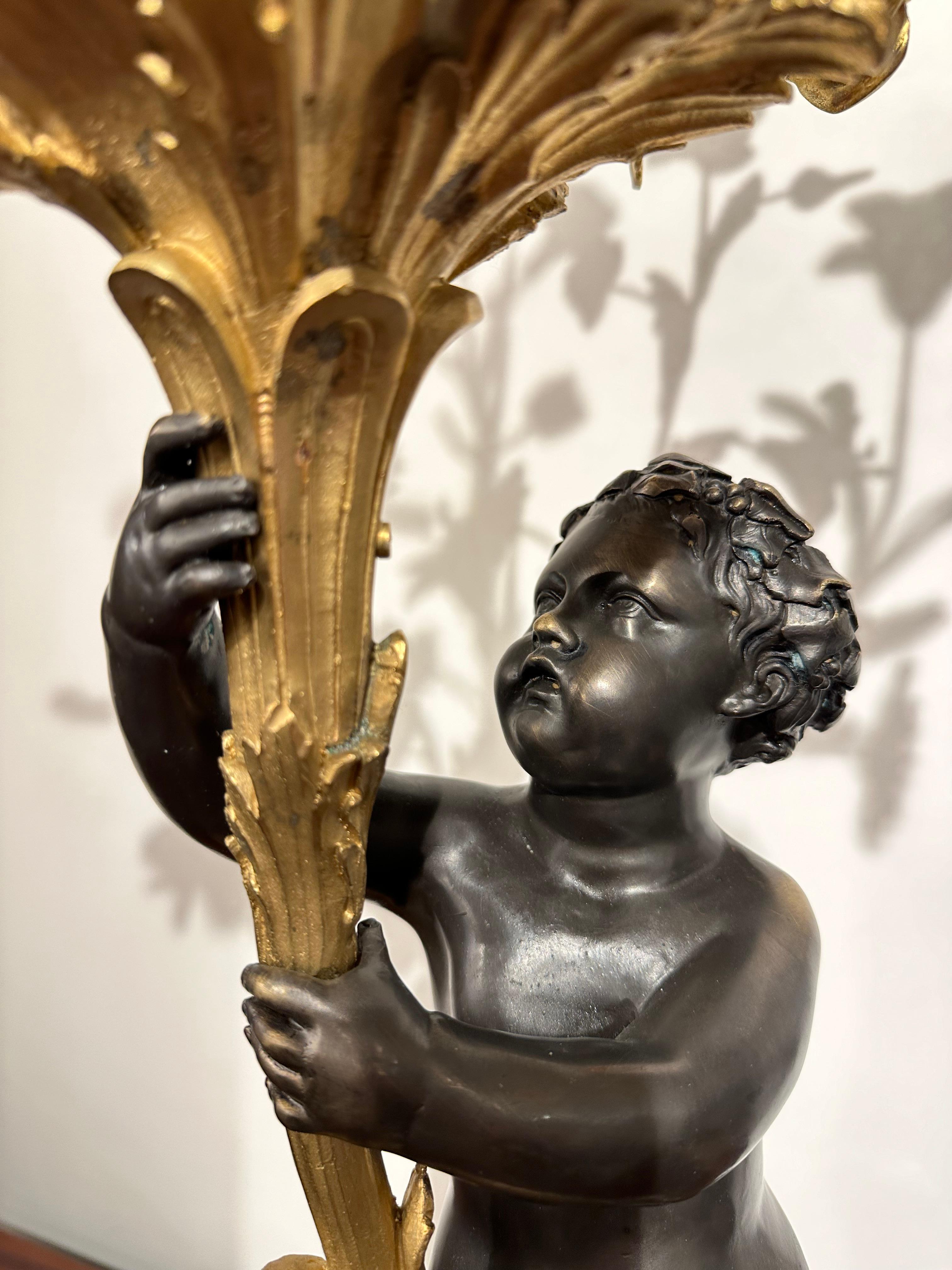 Contemporary Pair Of Bronze Gilt Candelabras For Sale