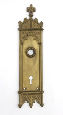 Pair of Bronze Gothic Door Back Plates W/ Keyholes by Reading Hardware Co