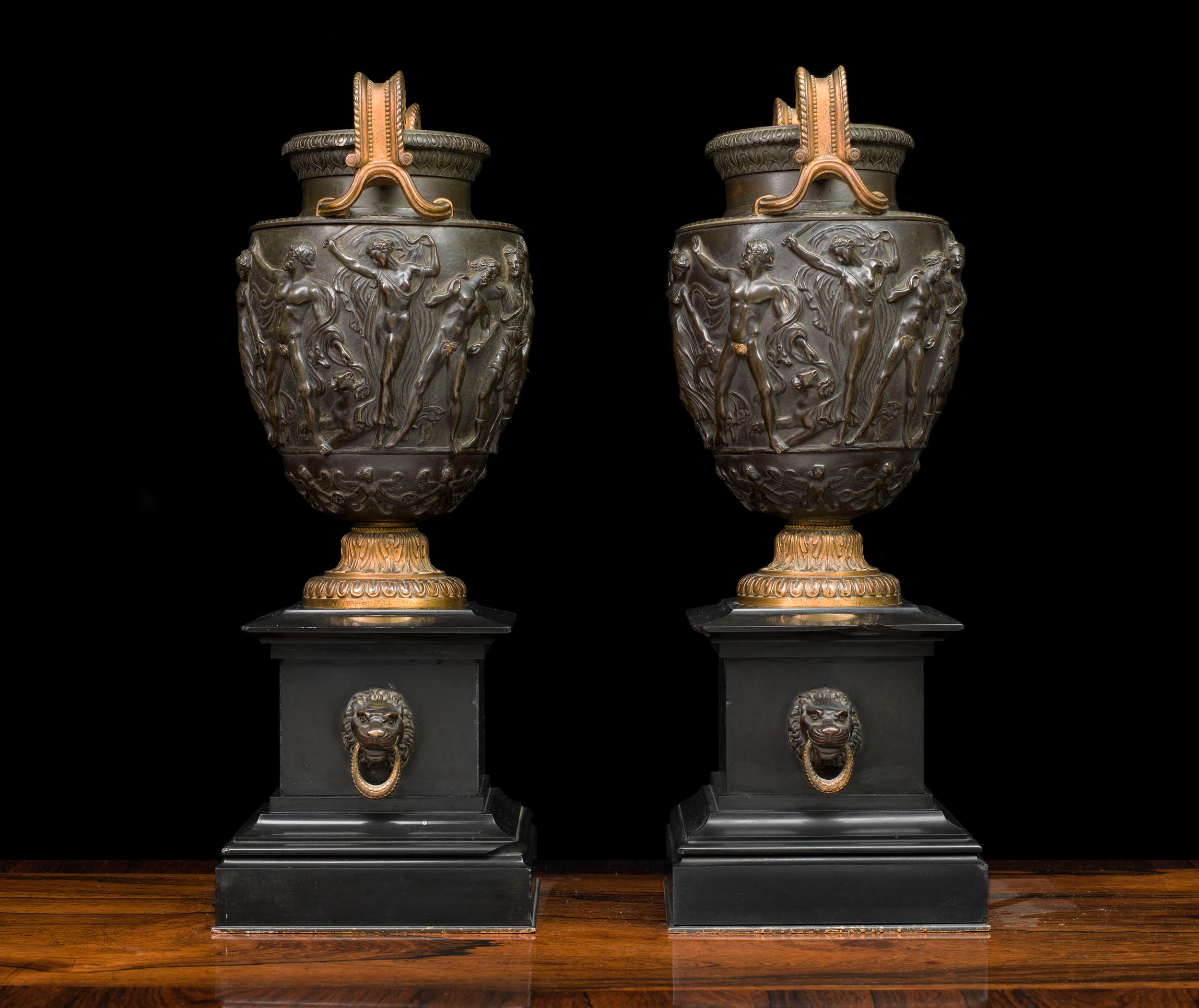 Neoclassical Pair of Bronze Grand Tour Townley Vases