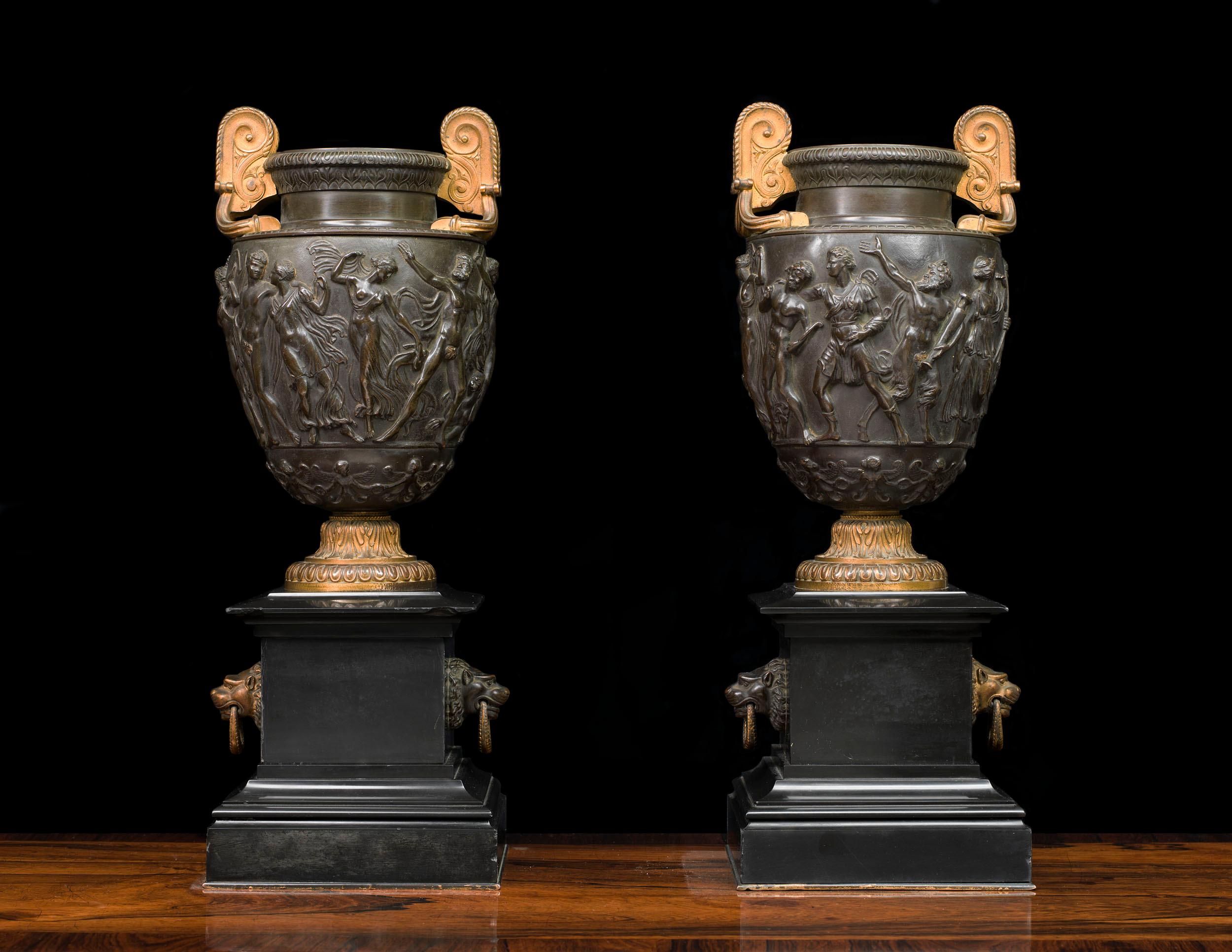 English Pair of Bronze Grand Tour Townley Vases