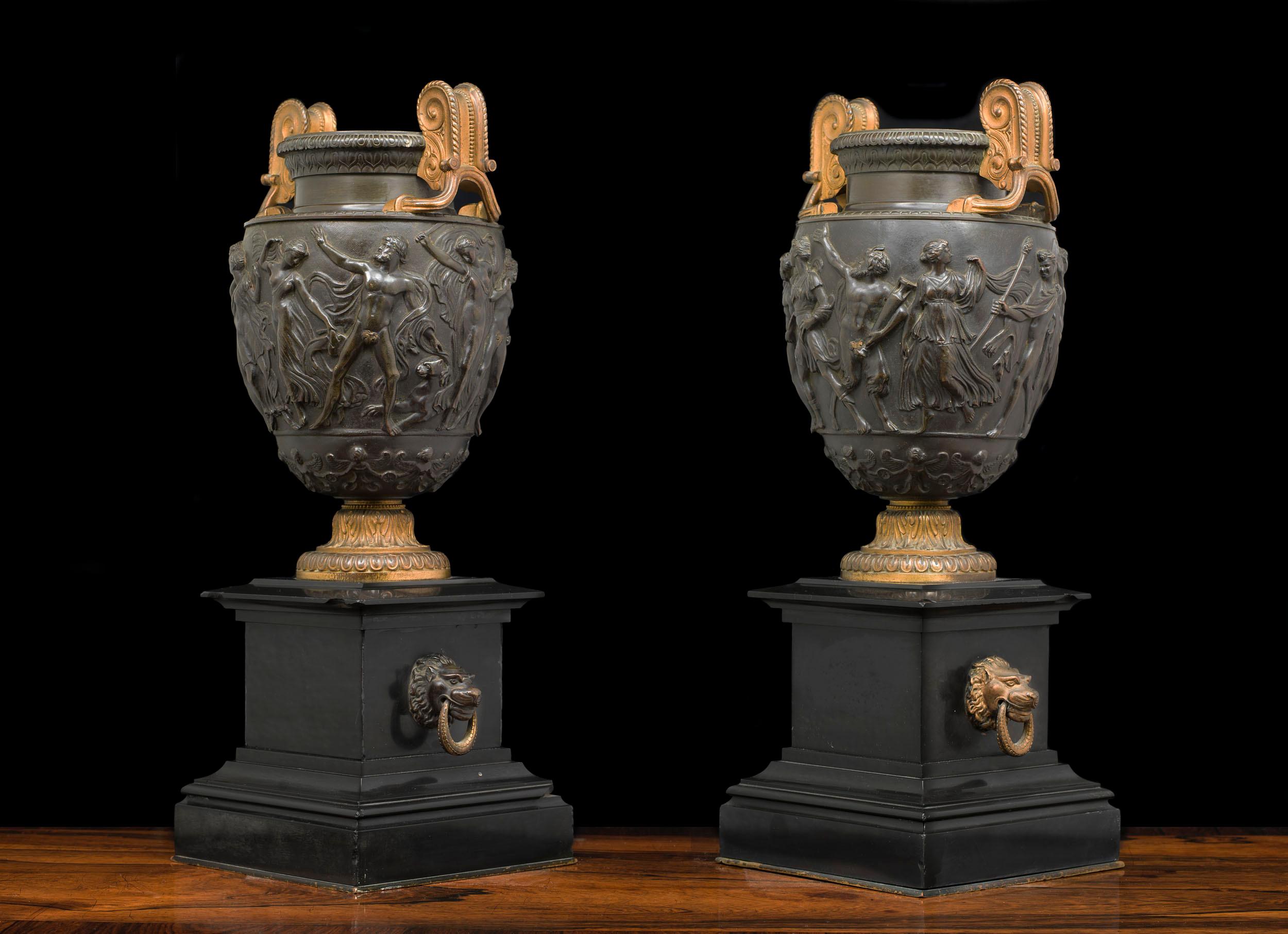 19th Century Pair of Bronze Grand Tour Townley Vases