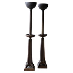 Pair of Bronze Grecian Revival Uplighters