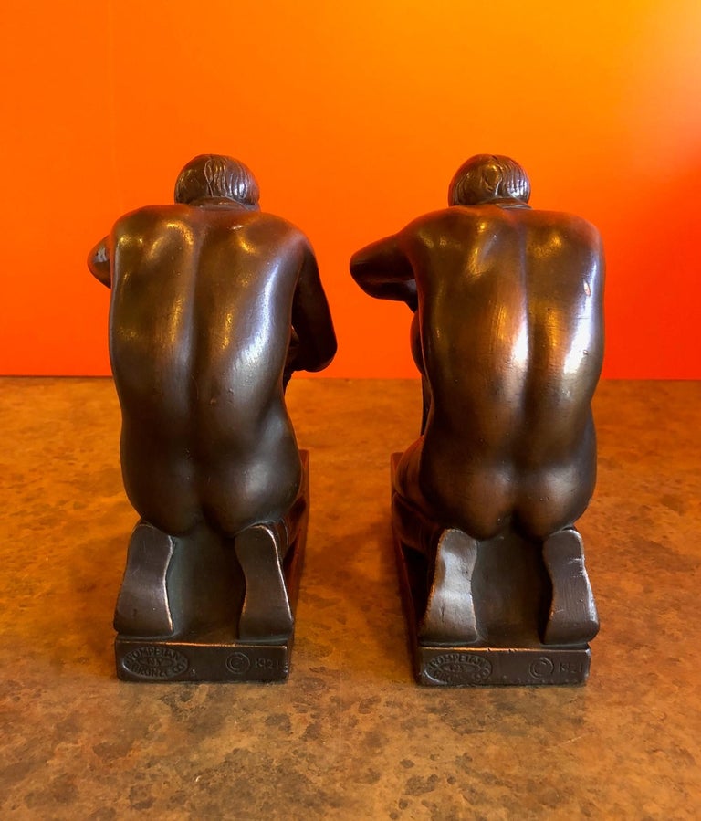 Pair of Bronze Greek Scholar Bookends by Pompeian Bronze Co. at 1stDibs