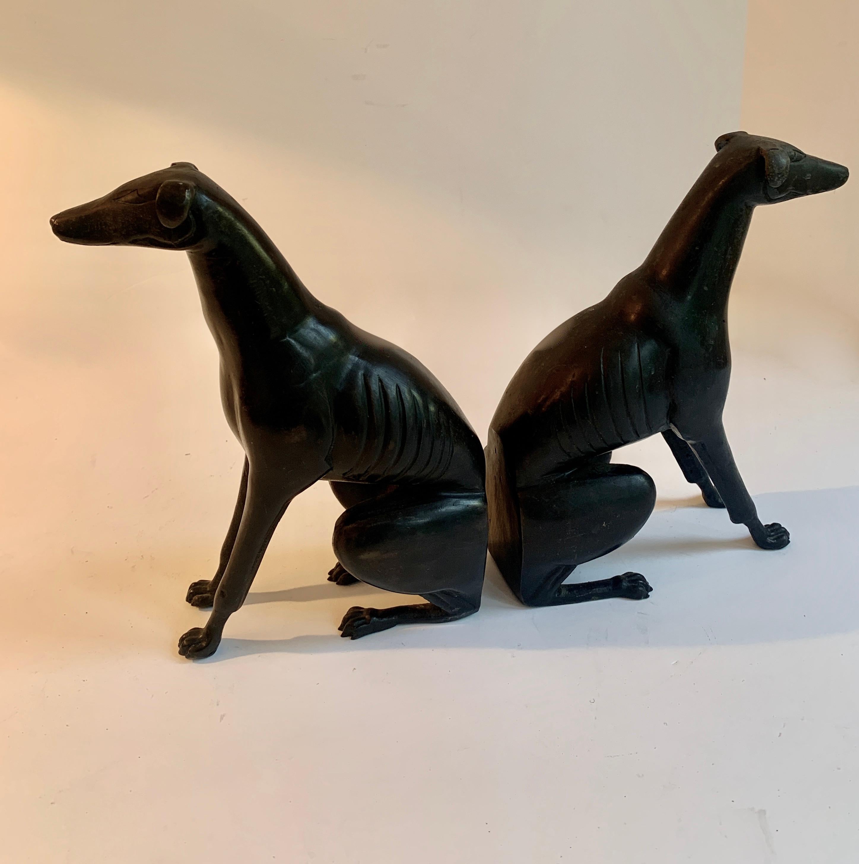 Pair of Bronze Greyhound Bookends 2