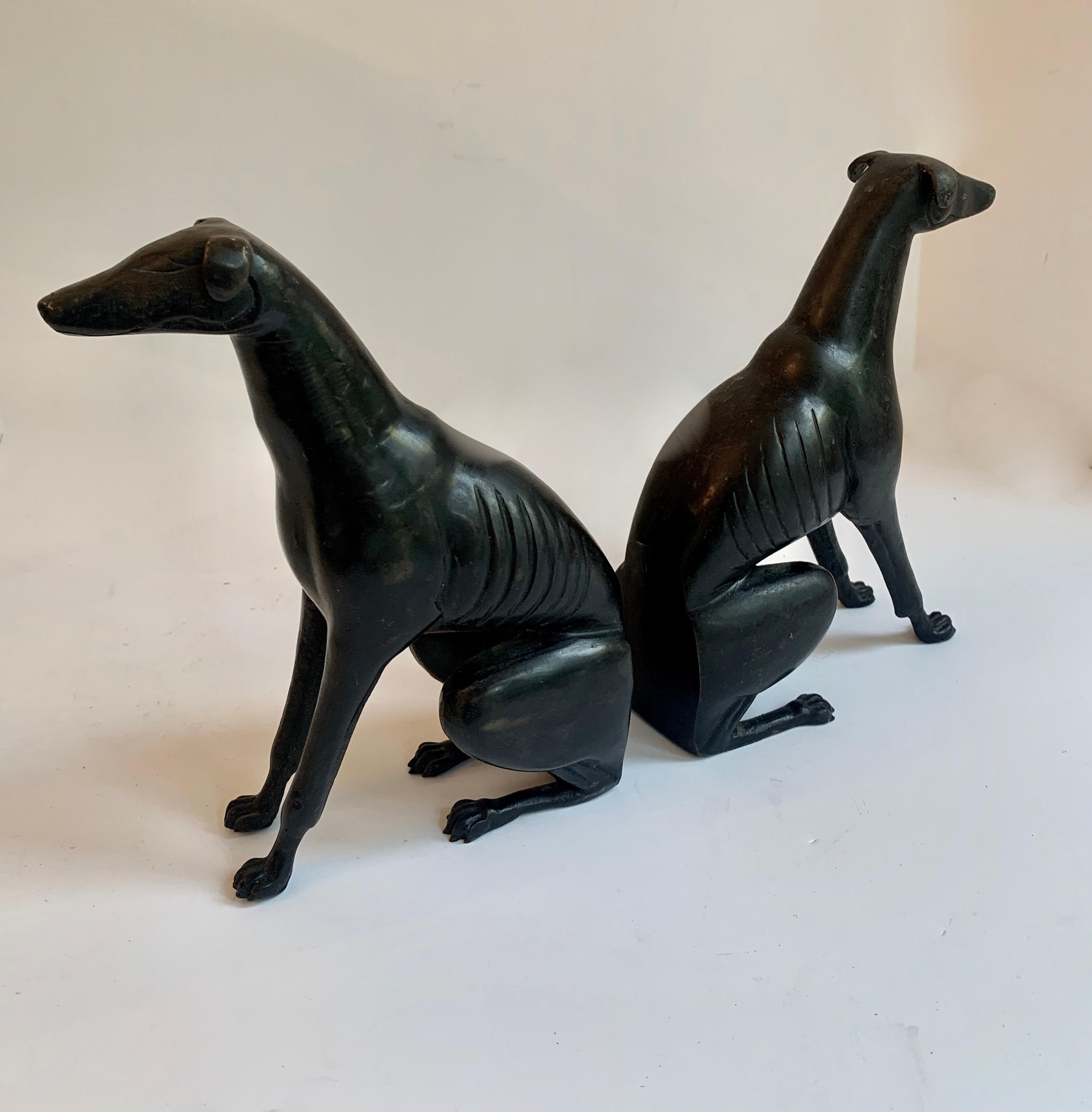 Pair of Bronze Greyhound Bookends In Good Condition In Los Angeles, CA