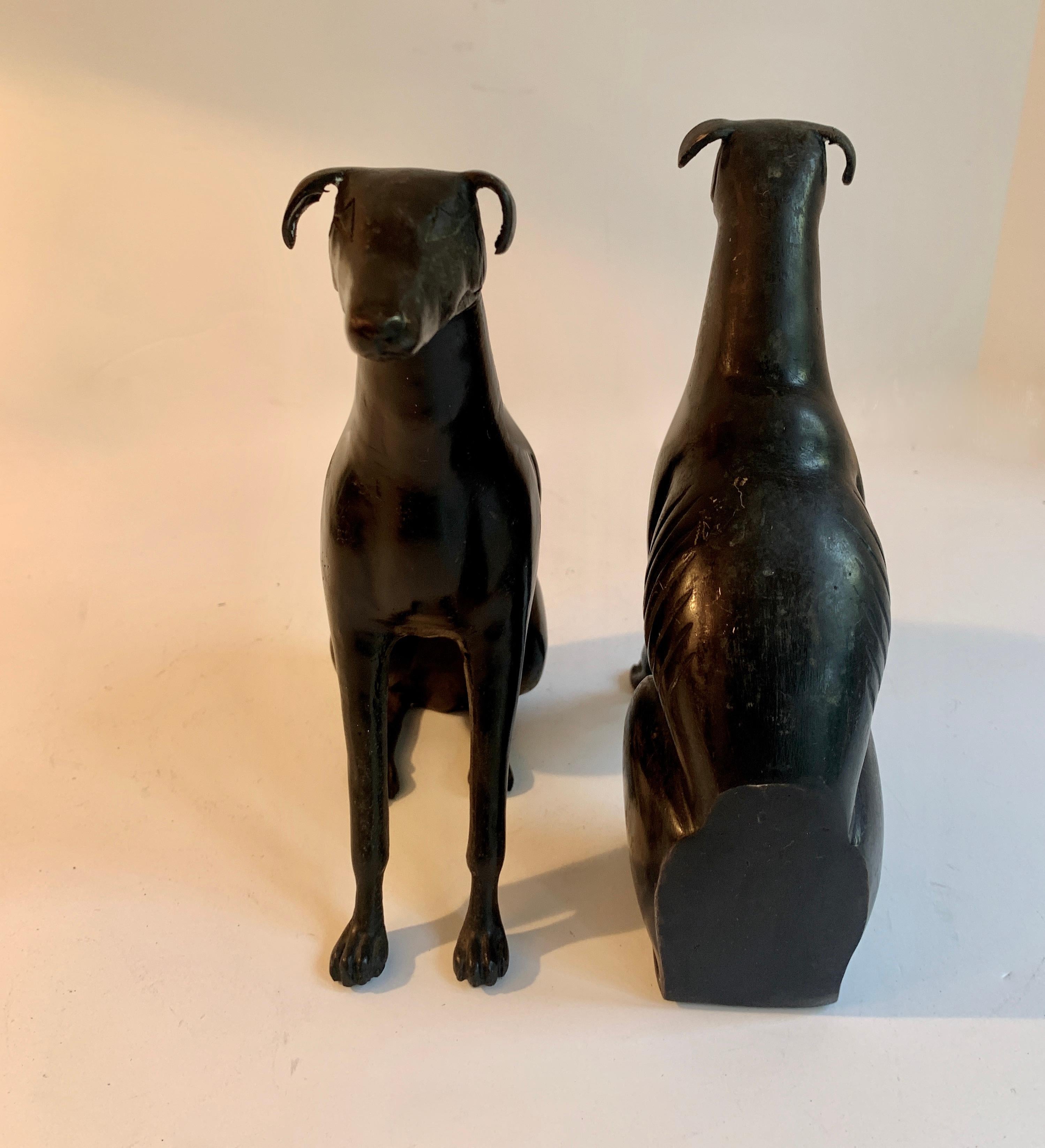 Pair of Bronze Greyhound Bookends 1