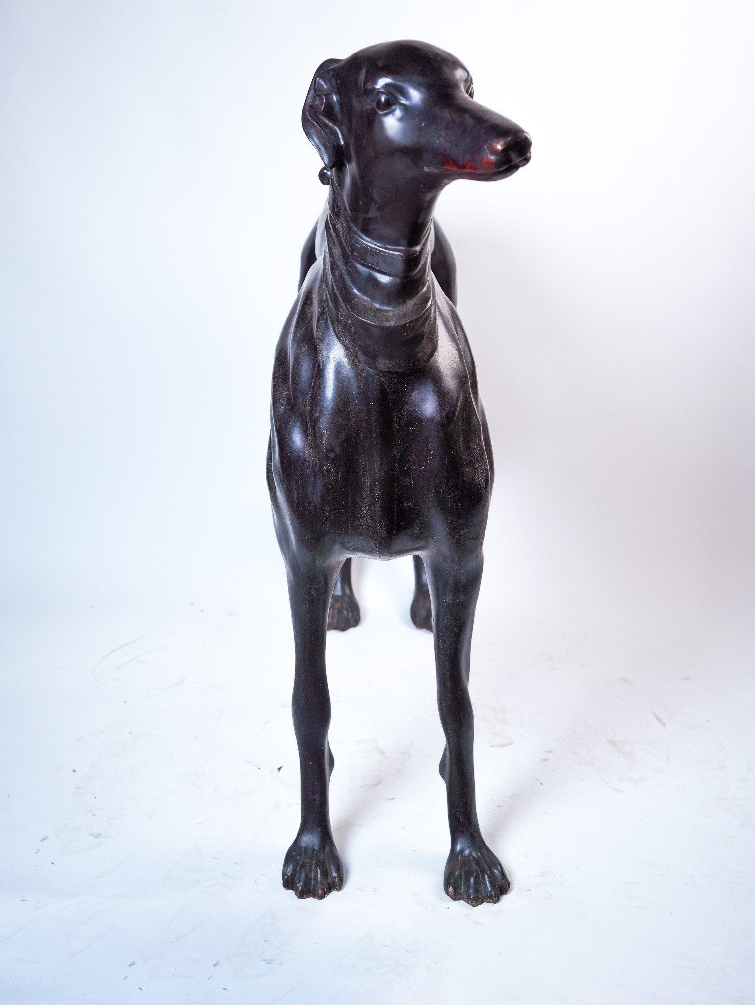 Bronze Pair of bronze greyhounds For Sale